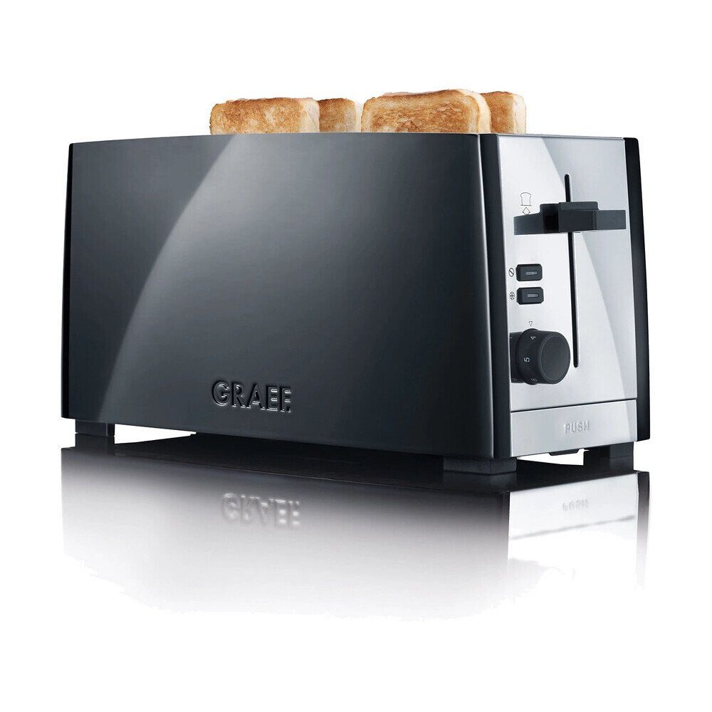 Graef Toaster TO102 4-Scheiben-Toaster 38x16x19 cm 1380 W schwarz, TO102, 38,00cm, Edelstahl, schwarz