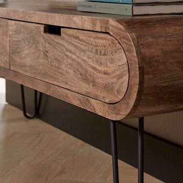 RINGO-Living Sideboard Massivholz TV-Lowboard Sanoe mit 2 Schubladen in Natur-dunkel und, Möbel