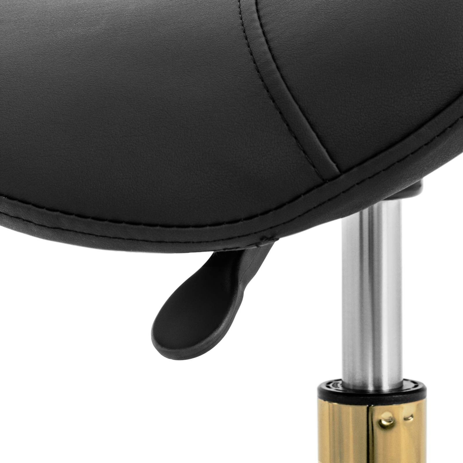 Physa Drehstuhl Sattelhocker schwarz/ golden ergonomischer Rollhocker höhenverstellbar, Schwarz, Golden – Bild 2 von 5