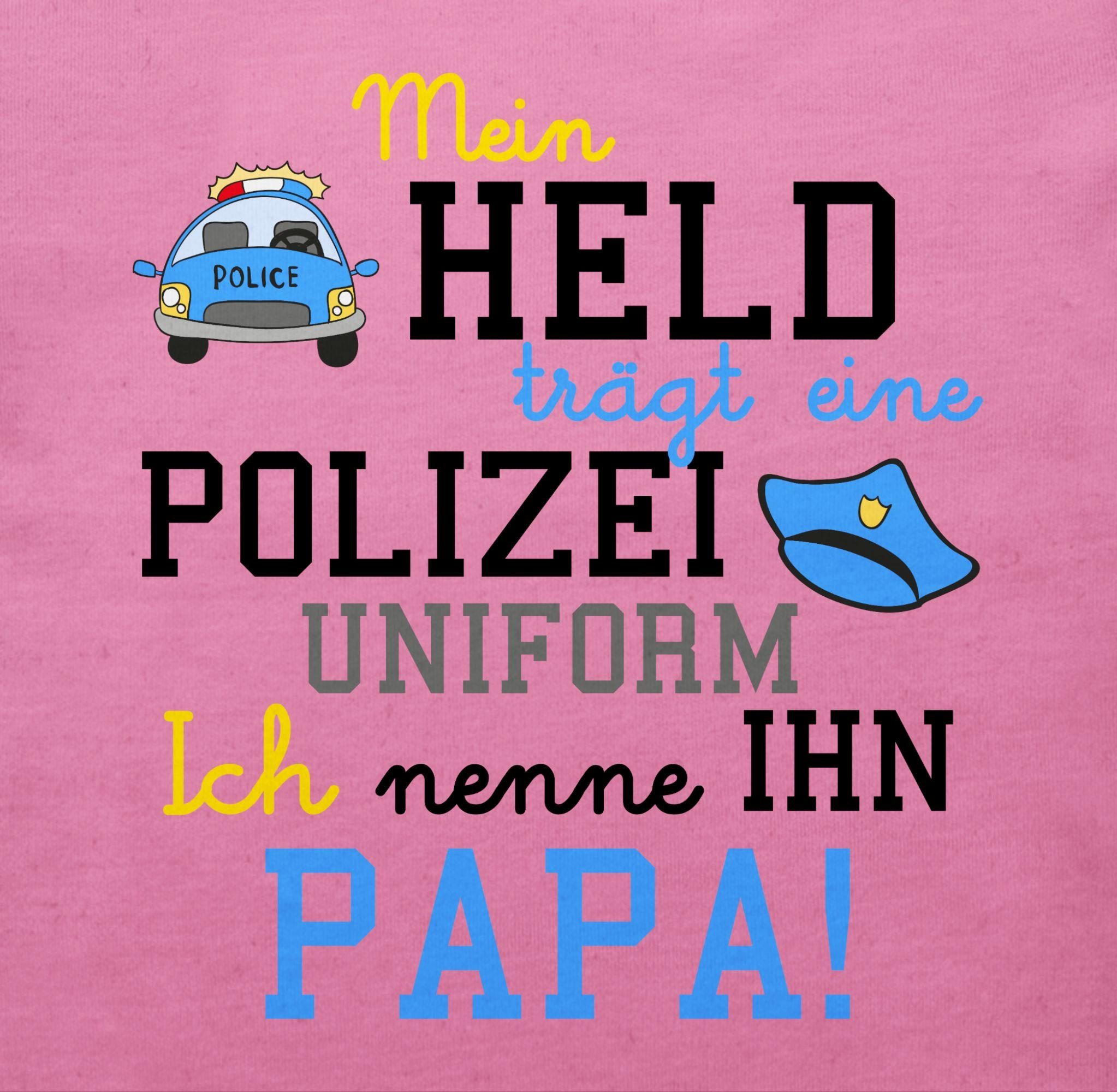 Shirtracer T-Shirt Mein Held trägt eine Polizeiuniform - Polizist Geschenk  zur Geburt Sprüche Baby