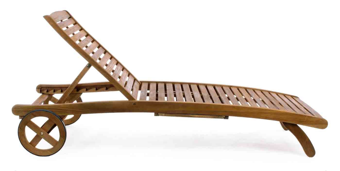 Bizzotto Gartenliege Noemi aus Akazienholz, Mit Rädern und ausziehbares Tablett