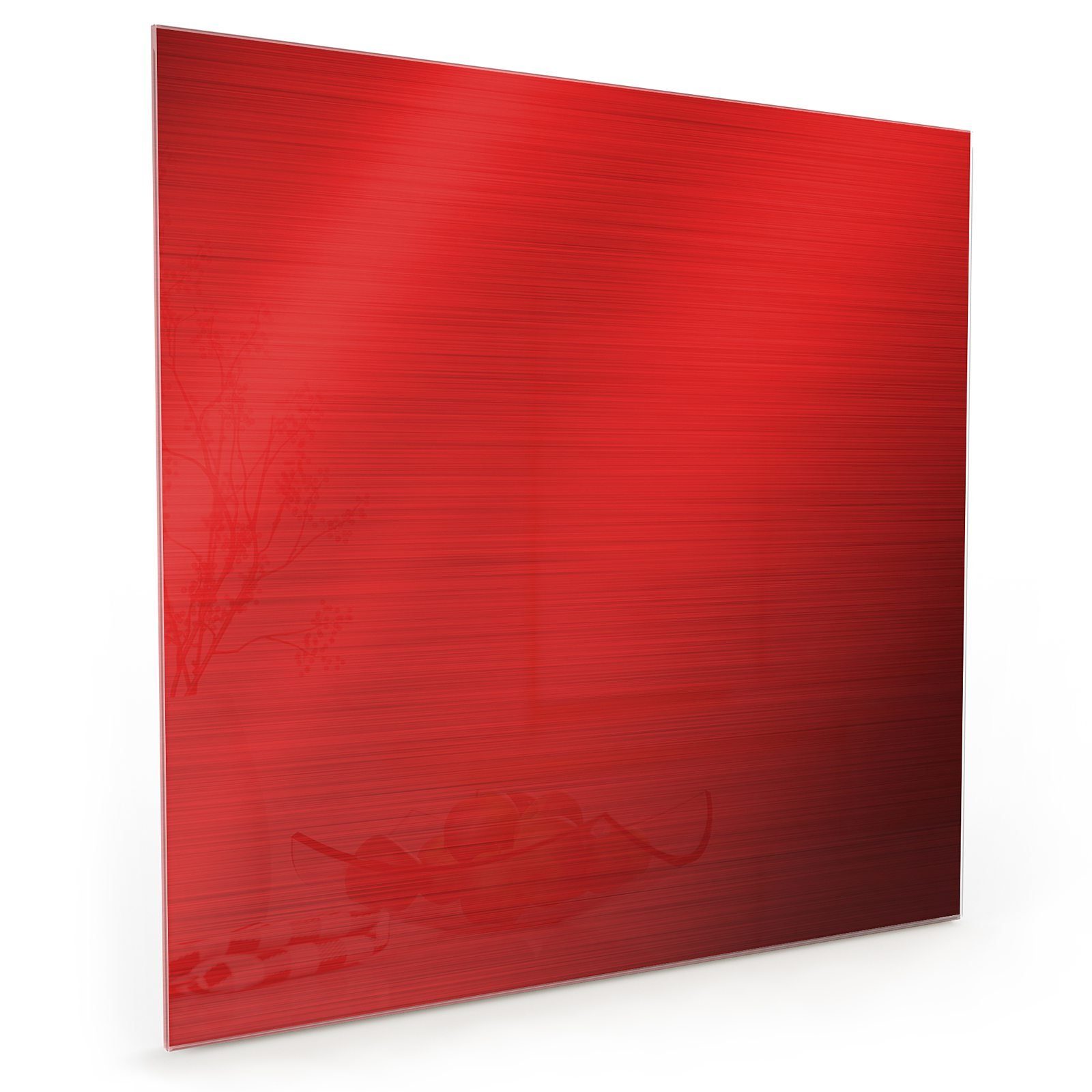 Motiv Küchenrückwand mit Primedeco Küchenrückwand Rotes Spritzschutz Metall Glas