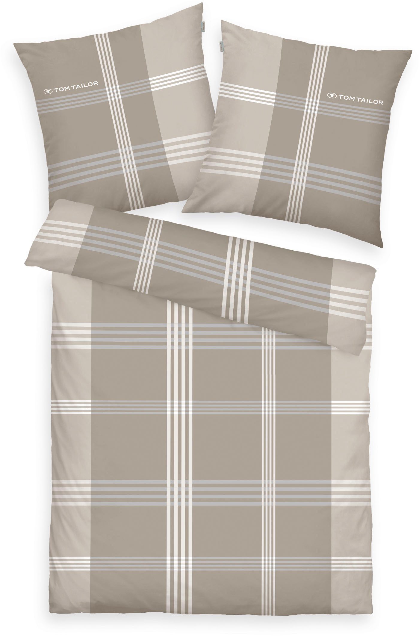 TOM TAILOR HOME Bettwäsche Ole, Renforcé, 2 teilig, karierte Bettwäsche aus Baumwolle, mit Reißverschluss