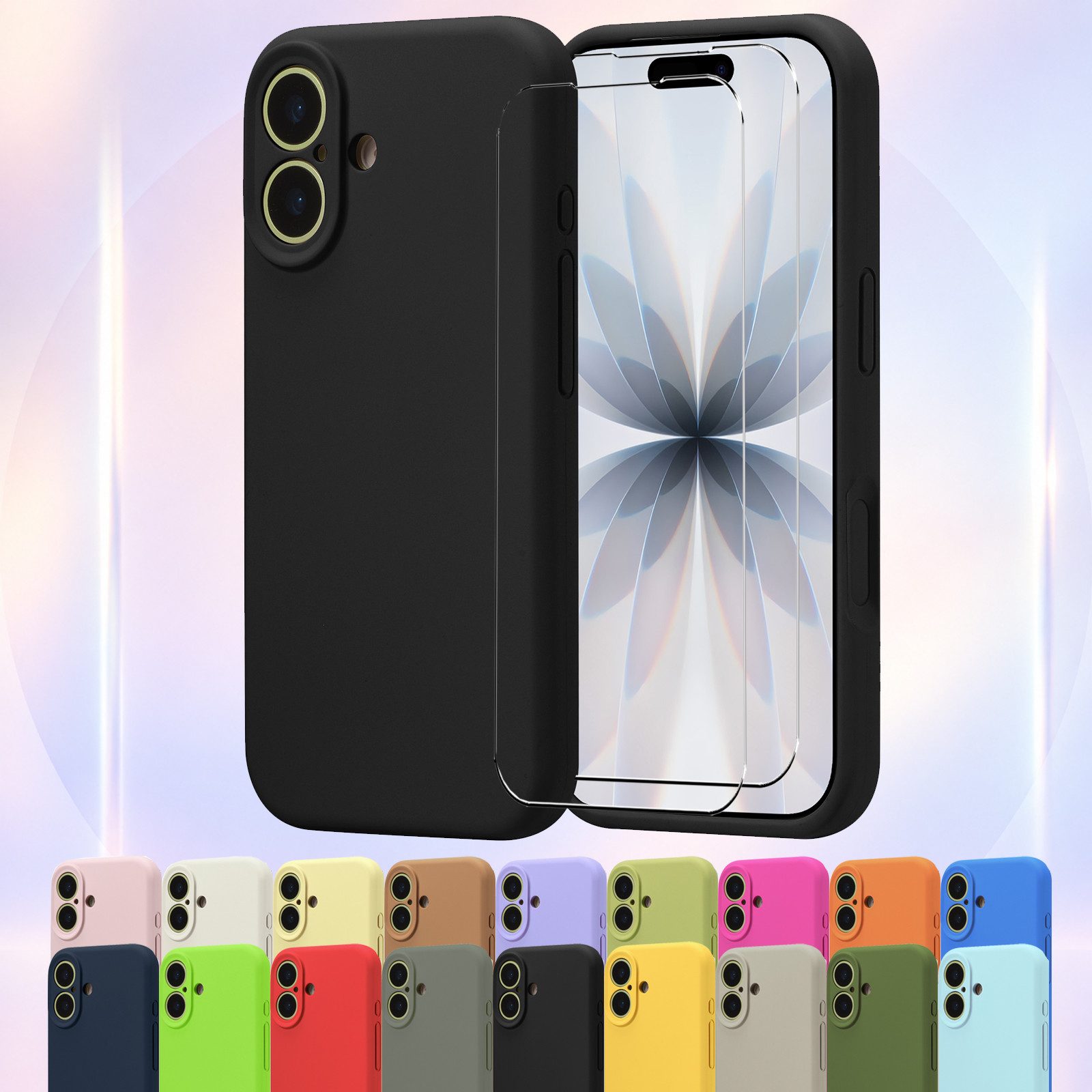 CoolGadget Handyhülle Silikon Pro Schutzhülle inkl. 2x Glas Display Schutzfolie, weiches Innenfutter Cover für iPhone 12 Schutz Tasche