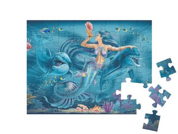 puzzleYOU Puzzle Illustration: Meerjungfrau und Delfine, 48 Puzzleteile, puzzleYOU-Kollektionen 100 Teile, Meerjungfrau