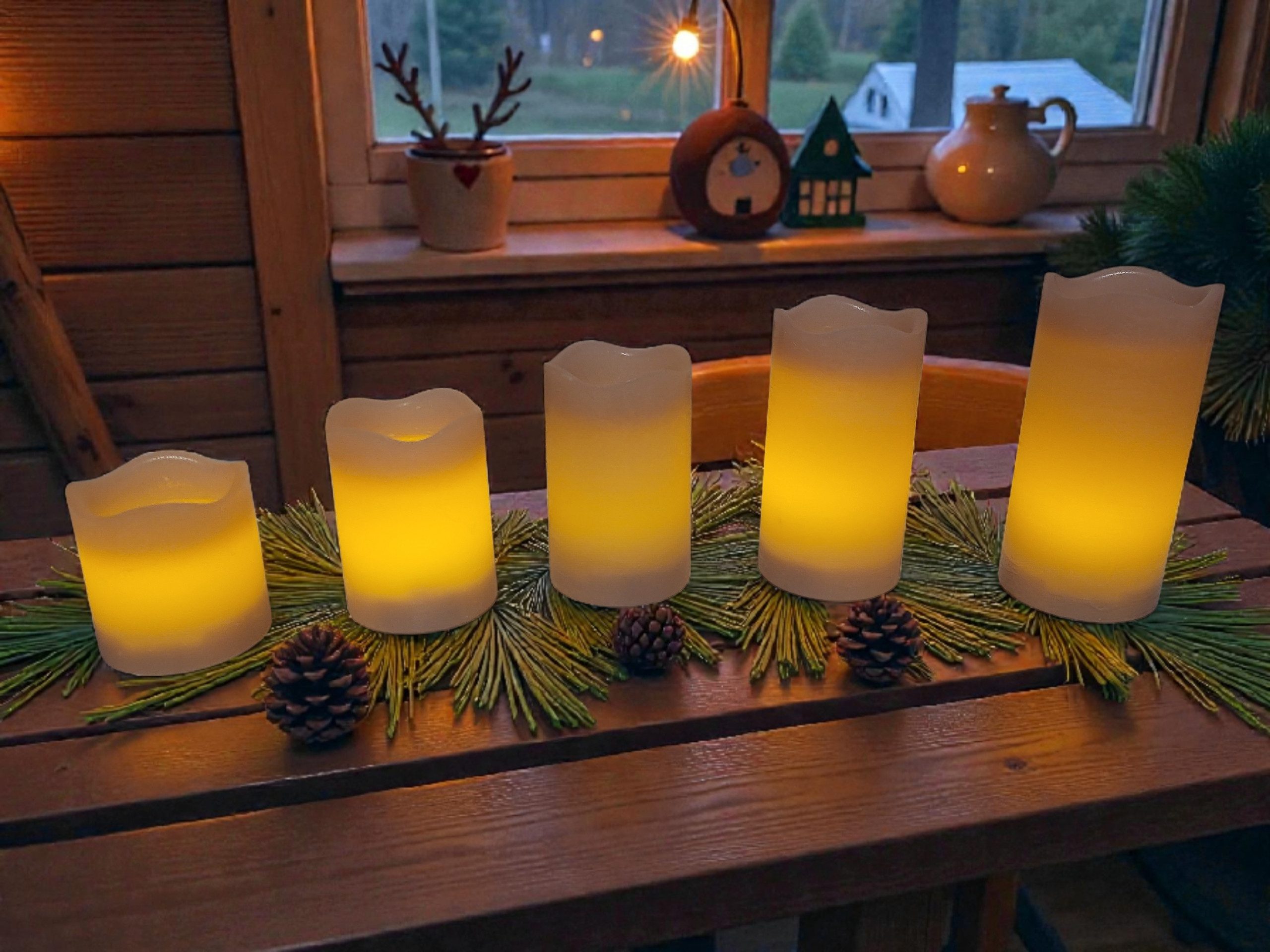 HSE24 LED-Kerze 10er Set LED Echtwachskerzen Rosé mit Timer,Batterien vers. Größen