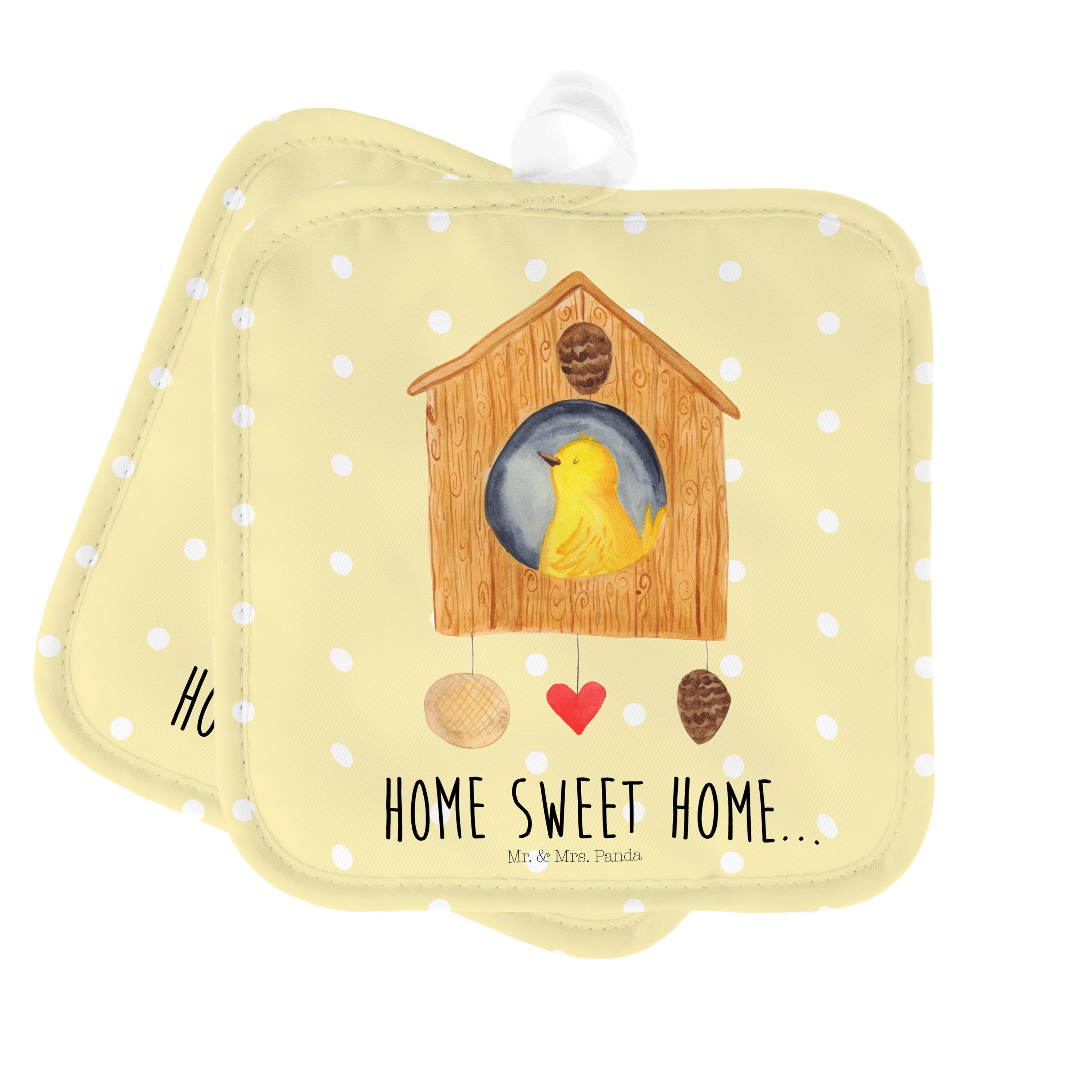 Mr. & Mrs. Panda Topflappen Vogelhaus sweet Home - Gelb Pastell - Geschenk, Home sweet Home, Topf, (1-tlg)