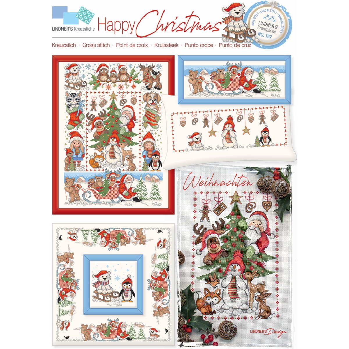 Lindner´s Kreuzstiche Kreativset Lindner´s Kreuzstich Zählmuster Vorlage "Happy Christmas", 167, (embroidery kit by Marussia)