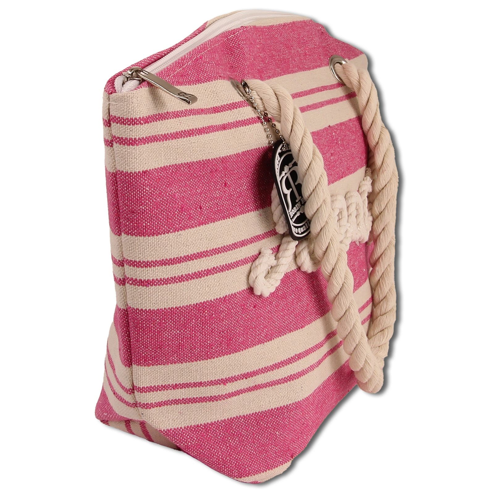 Robin Ruth Strandtasche Robin Ruth Strandtasche Baumwolle (Strandtasche), Strandtasche Baumwolle, Polyester, rosa, beige ca. 20cm hoch