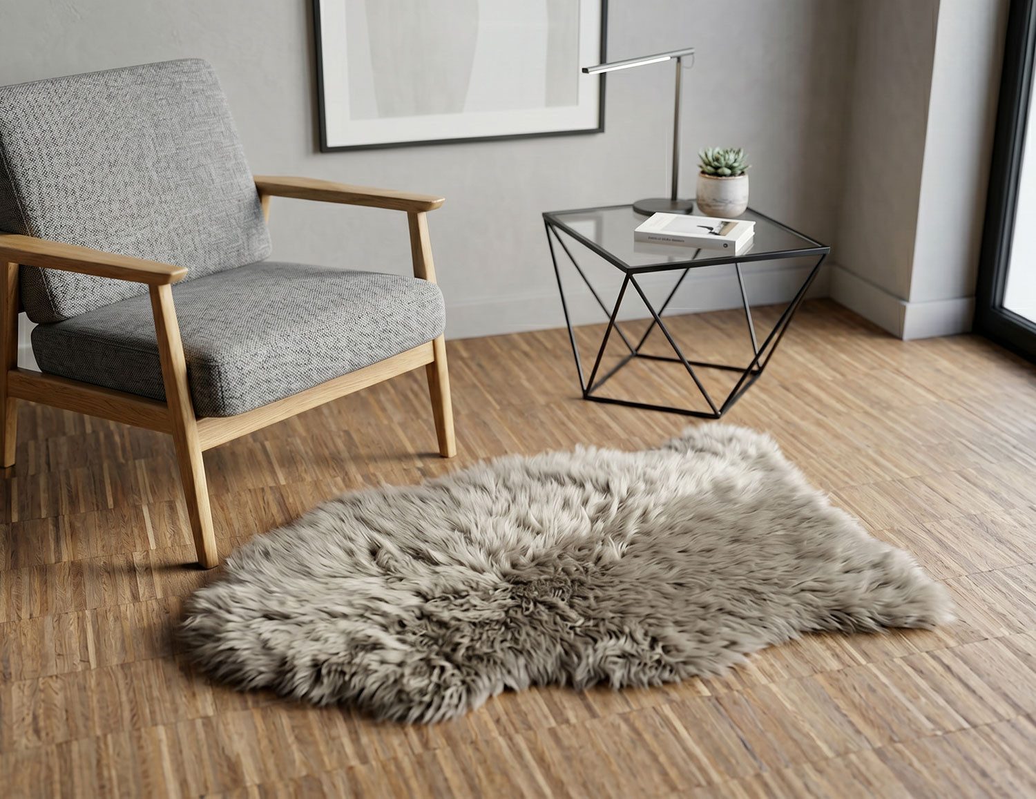 KUHFELL online & NOMAD Fellteppich Eches Lammfell Teppich Läufer Schaffell in Schwarz Grau Weiß Taupe, Atmungsaktiv, Feuchtigkeitsregulierend, Antibakteriell
