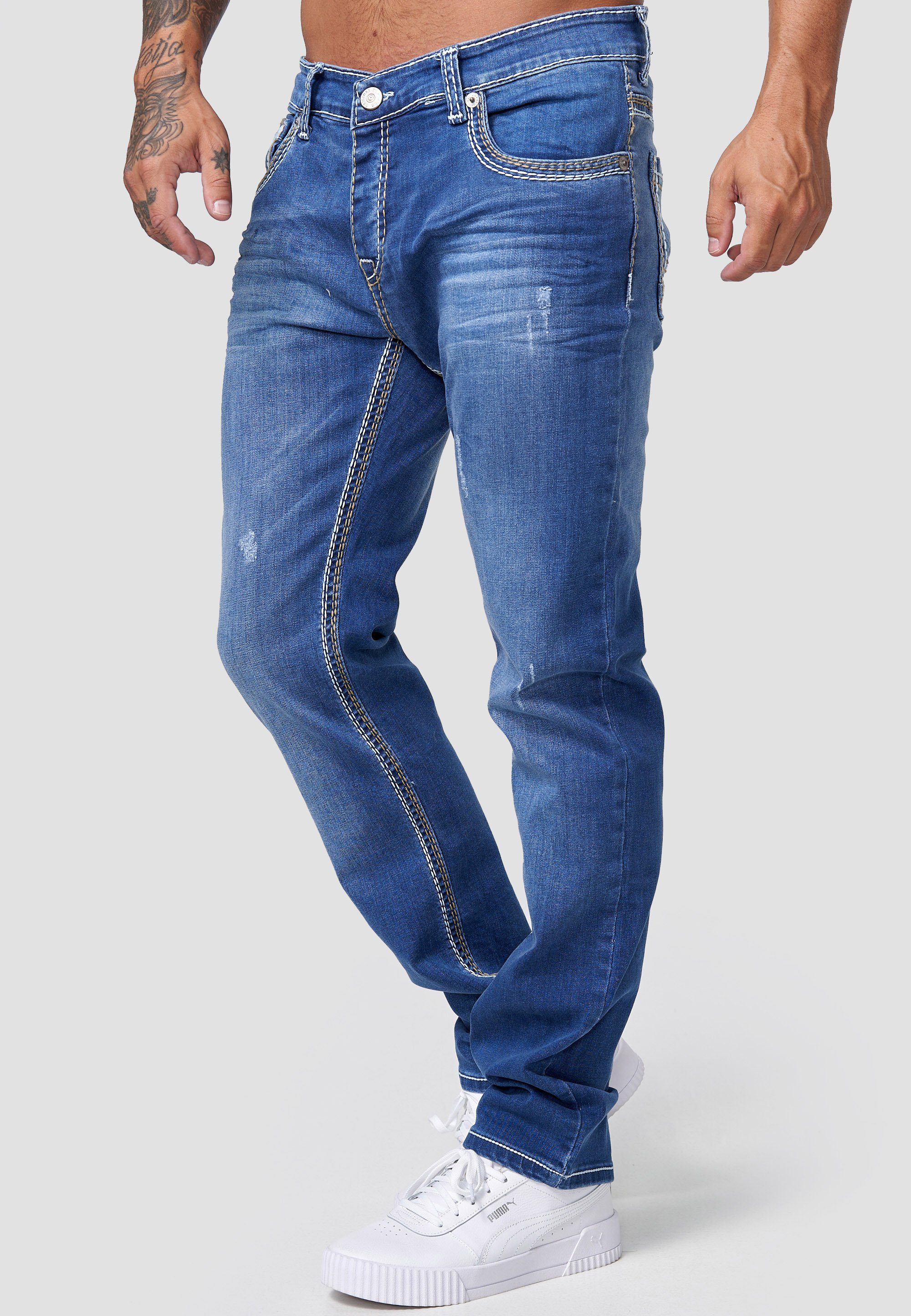 Designerjeans Regular Herren Slim Hose Jeans Regular-fit-Jeans Denim Fit Männer Code47 Fit