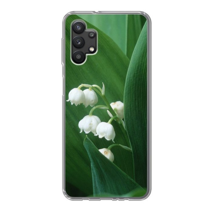 MuchoWow Handyhülle Die dunkelgrünen Blätter um die Lilie von Dalen Handyhülle Samsung Galaxy A32 5G Smartphone-Bumper Print Handy