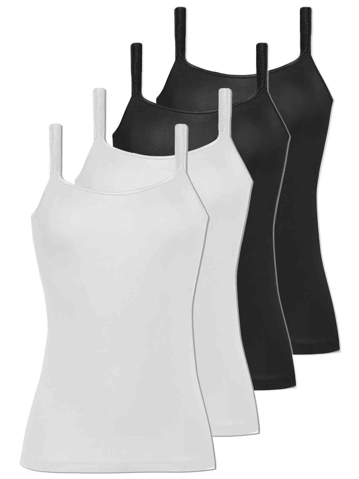 Damen (Spar-Set, Träger-Unterhemd 4er COMAZO Pack schwarz-weiss - 4-St) Achselhemd