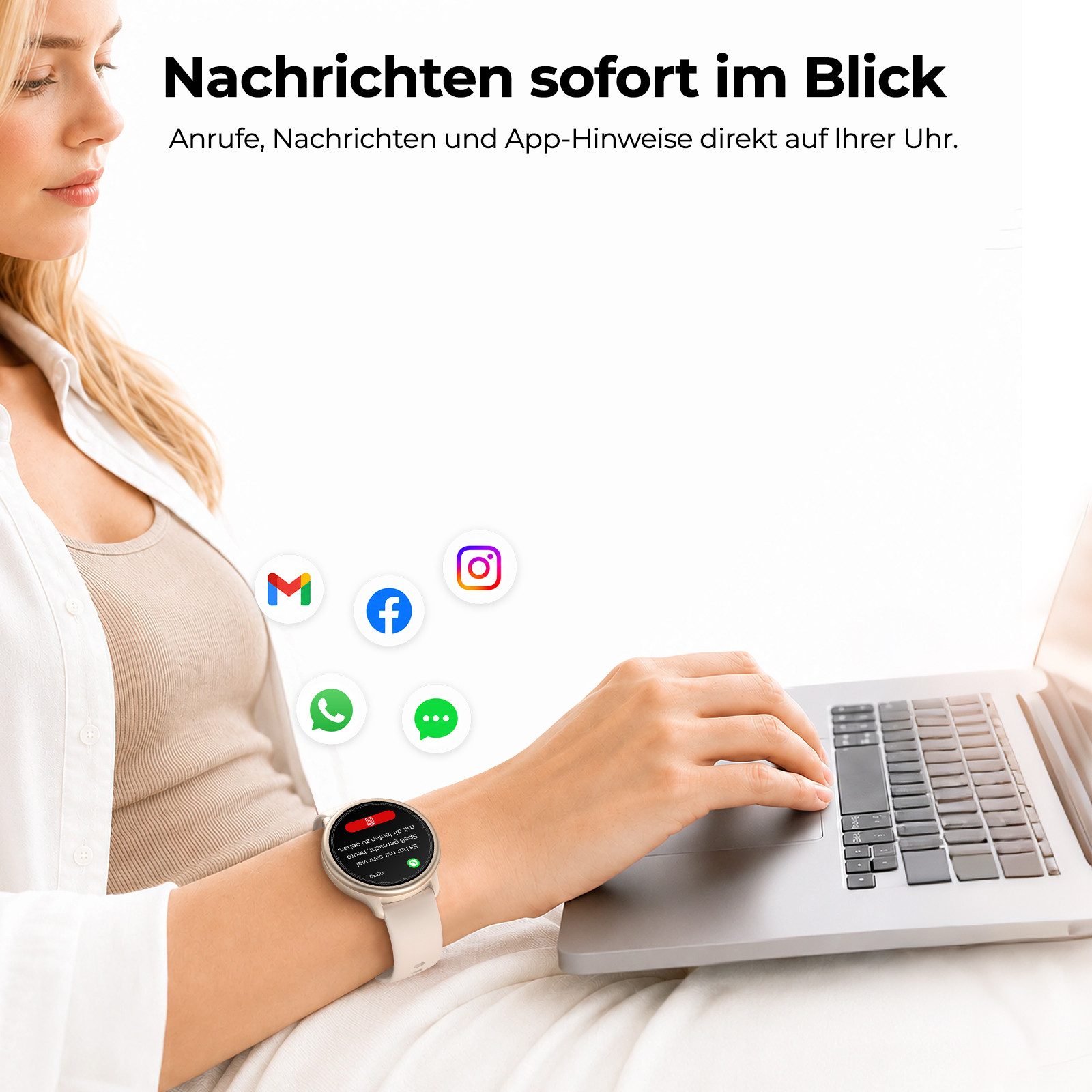 Sytifro DR09 Smartwatch Damen, 1,27″ AMOLED HD Display, 34g ultraleicht Smartwatch (1,27 Zoll cm) Fitness Tracker Uhr mit Bluetooth Anrufe, 100+ Sportmodi Sportuhr, Fitnessuhr mit Puls, SpO₂, Schlaf & Stress, 5–10 Tage Akku, 2 Jahre Garantie, verfügbar für Android & iOS