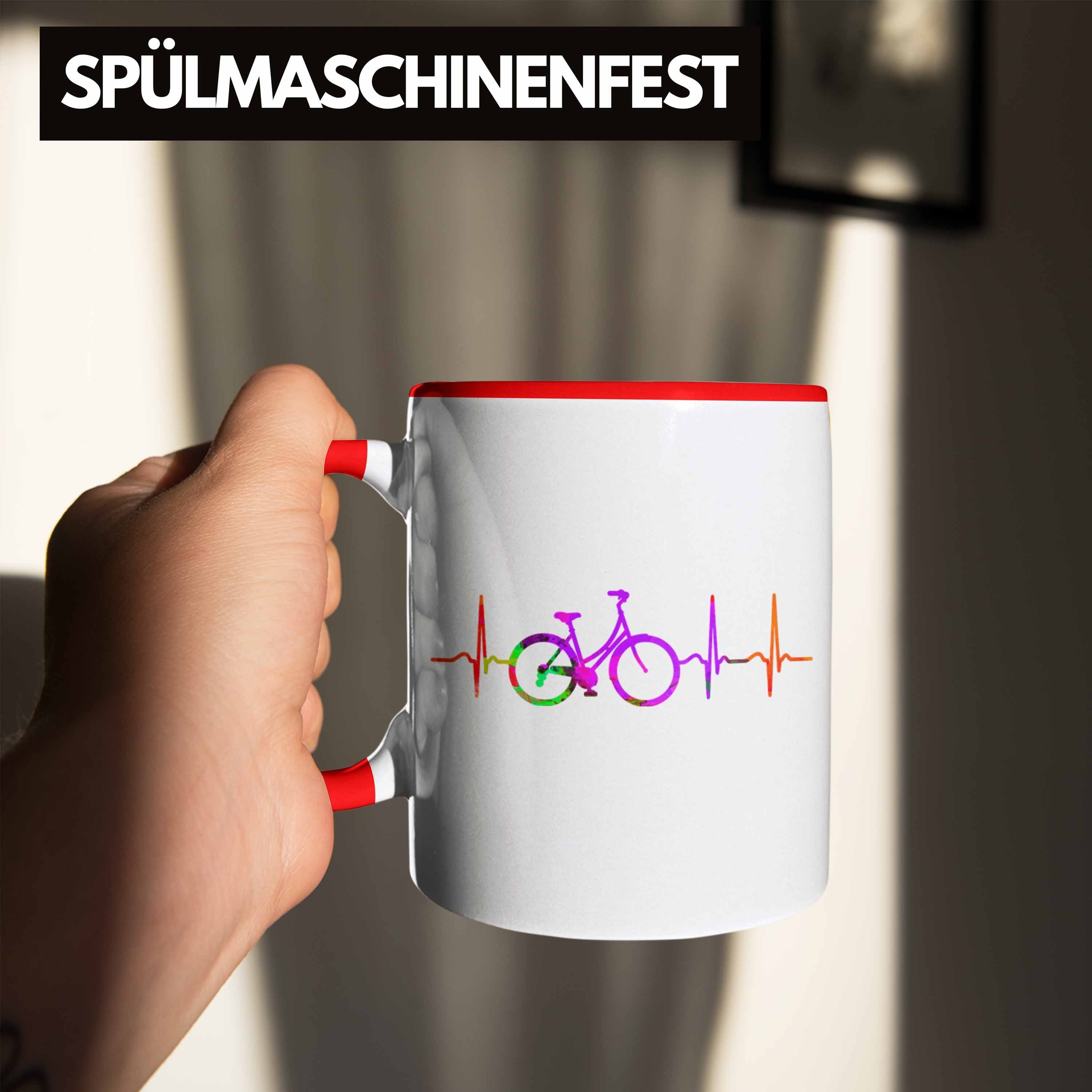 Geschenk Trendation Tasse für Rot Herzschlag Fahrradfahrer Radfahrer Tasse Grafik