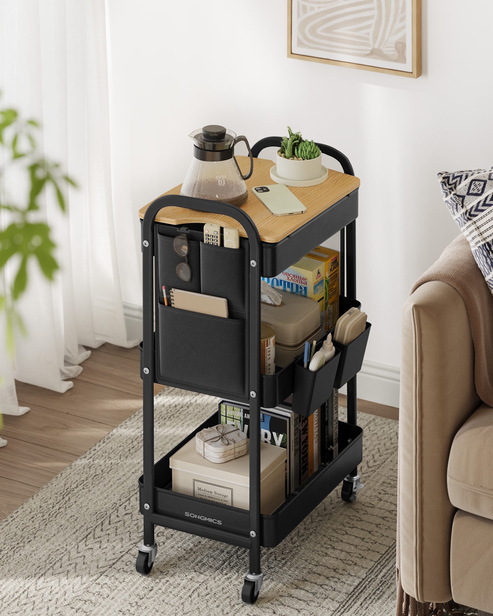 SONGMICS Beistellwagen, Rollwagen, Küchenwagen, Servierwagen, 45x30x77cm, W günstig online kaufen