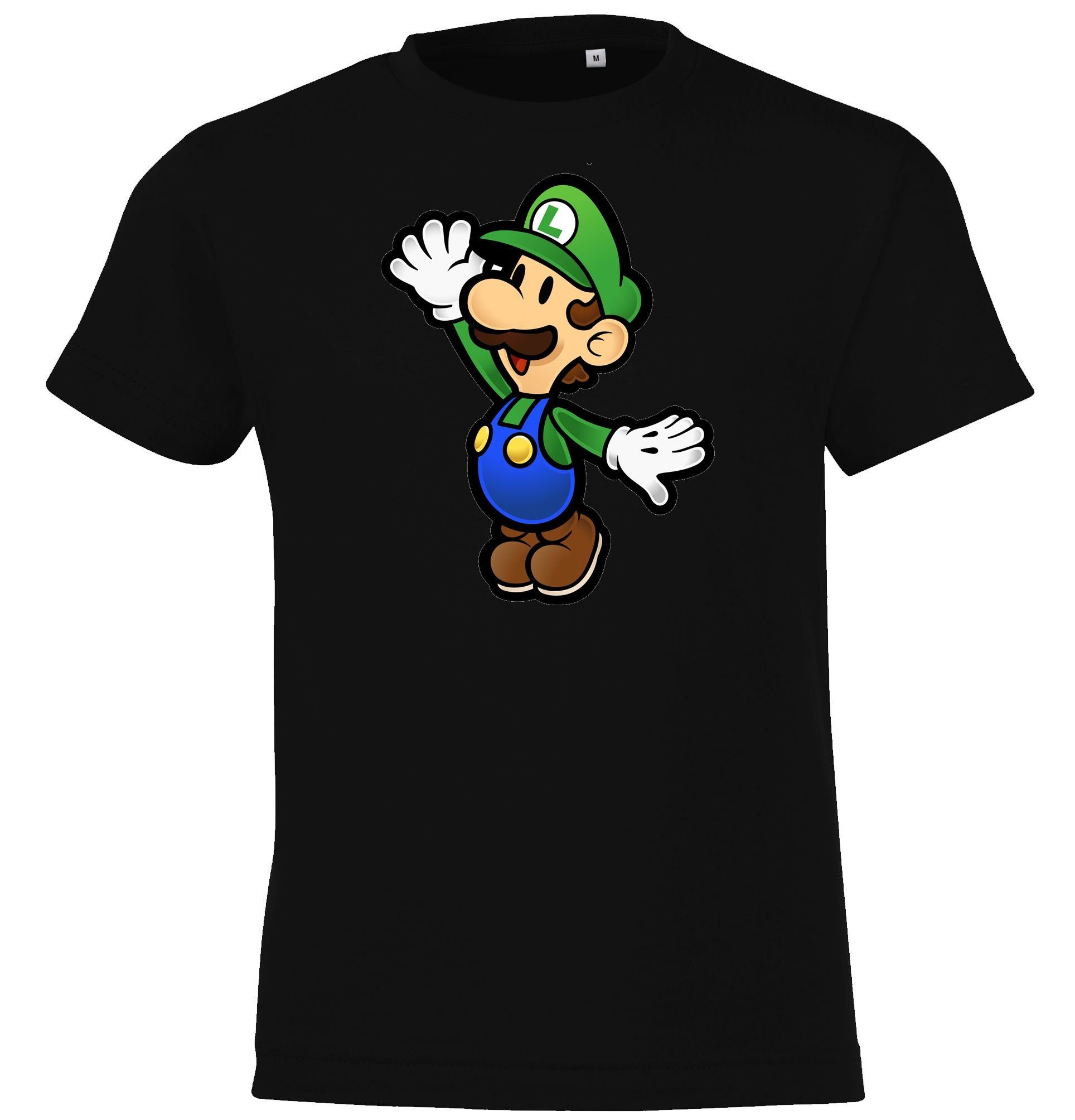 Front trendigem Luigi T-Shirt Kinder T-Shirt Mit Schwarz Print Modell Youth Designz