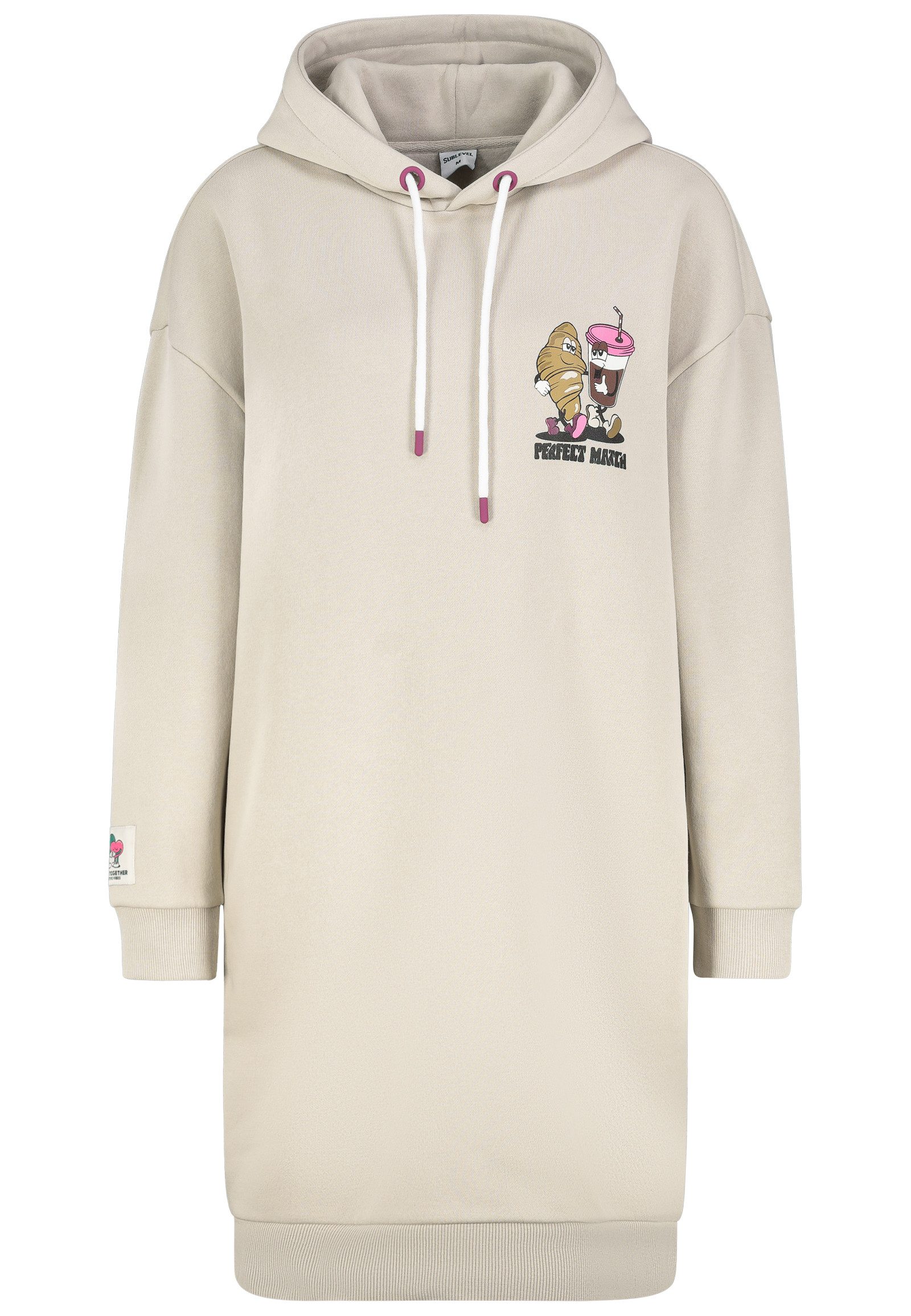 SUBLEVEL Sweatkleid Damen Kleid aus Sweatmaterial mit Cartoonprint günstig online kaufen