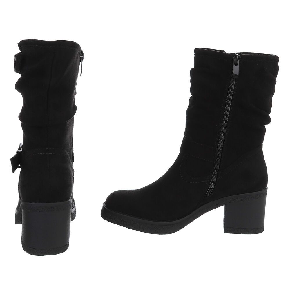 Ital-Design Damen Stiefel mit Schnallen und angenehmem Tragekomfort Stiefelette (90793436) Blockabsatz Stiefeletten in Schwarz – Bild 5 von 5