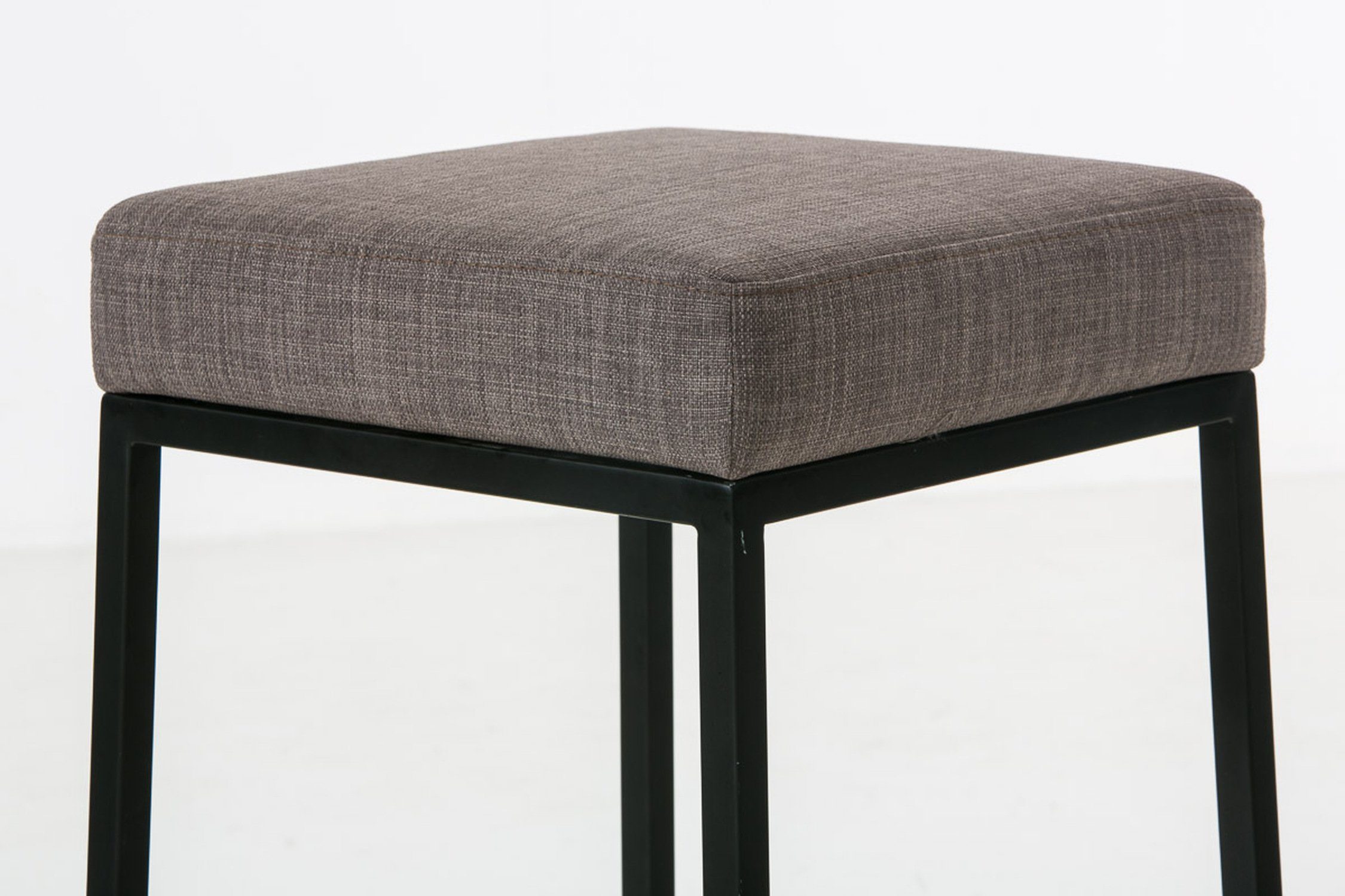 TPFLiving Barhocker Stoff (Barstuhl - Thekenhocker - Polsterhocker - Hocker für Küche), Tresenhocker - Gestell Metall schwarz - Sitzfläche: Stoff Grau