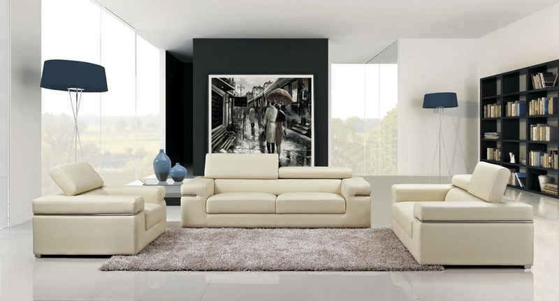 JVmoebel Sofa »Sofagarnitur Couch 80 20 Polster Leder Wohnzimmer Sitz 3+2+1 Set Garnituren«