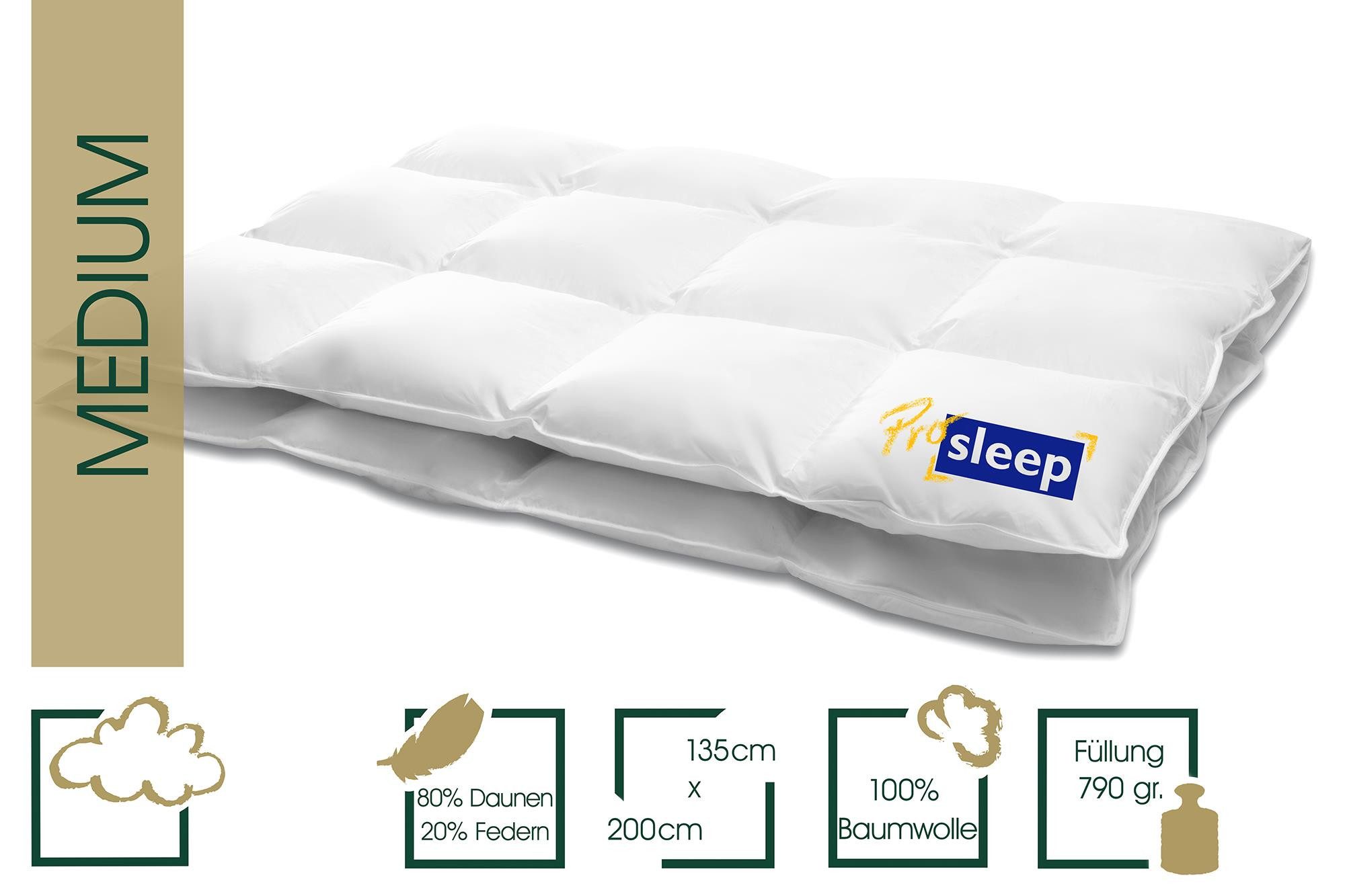 HANSKRUCHEN Daunenbettdecke Hanskruchen Daunendecke Pro Sleep Medium 135 x 200 cm, Bezug: 100% Baumwolle