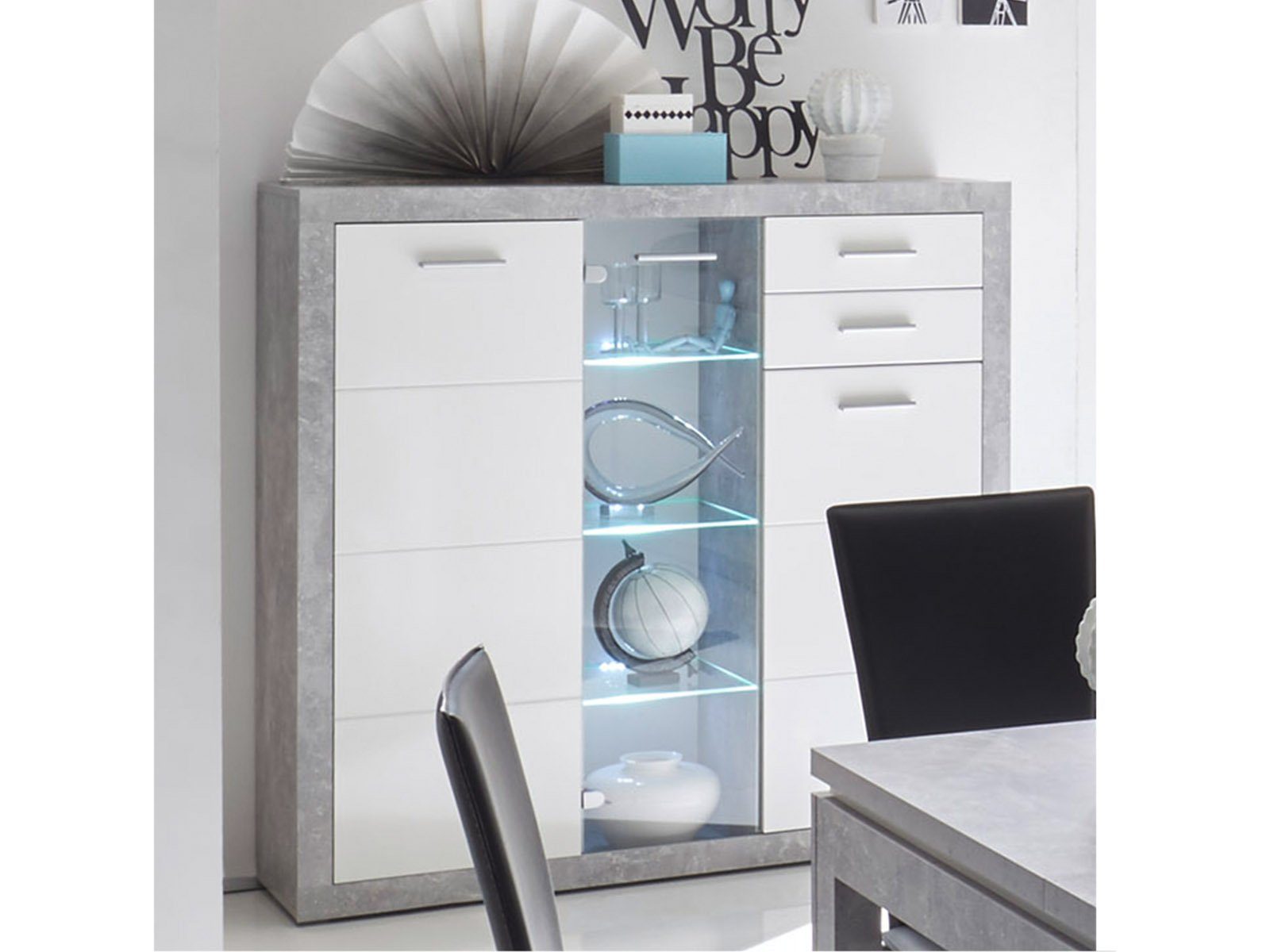 PREISBRECHER Highboard Rio de Janeiro, 137 x 134 x 37 cm (B/H/T)