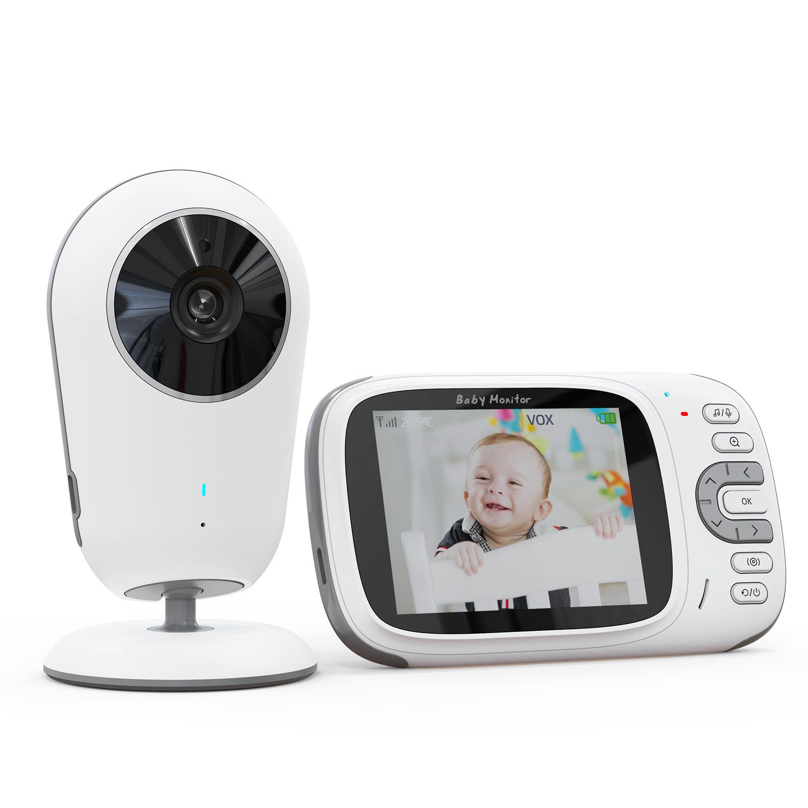 Babyphone Babyphone mit Kamera 3,2-Zoll-LCD-Bildschirm VOX-Modus 720P