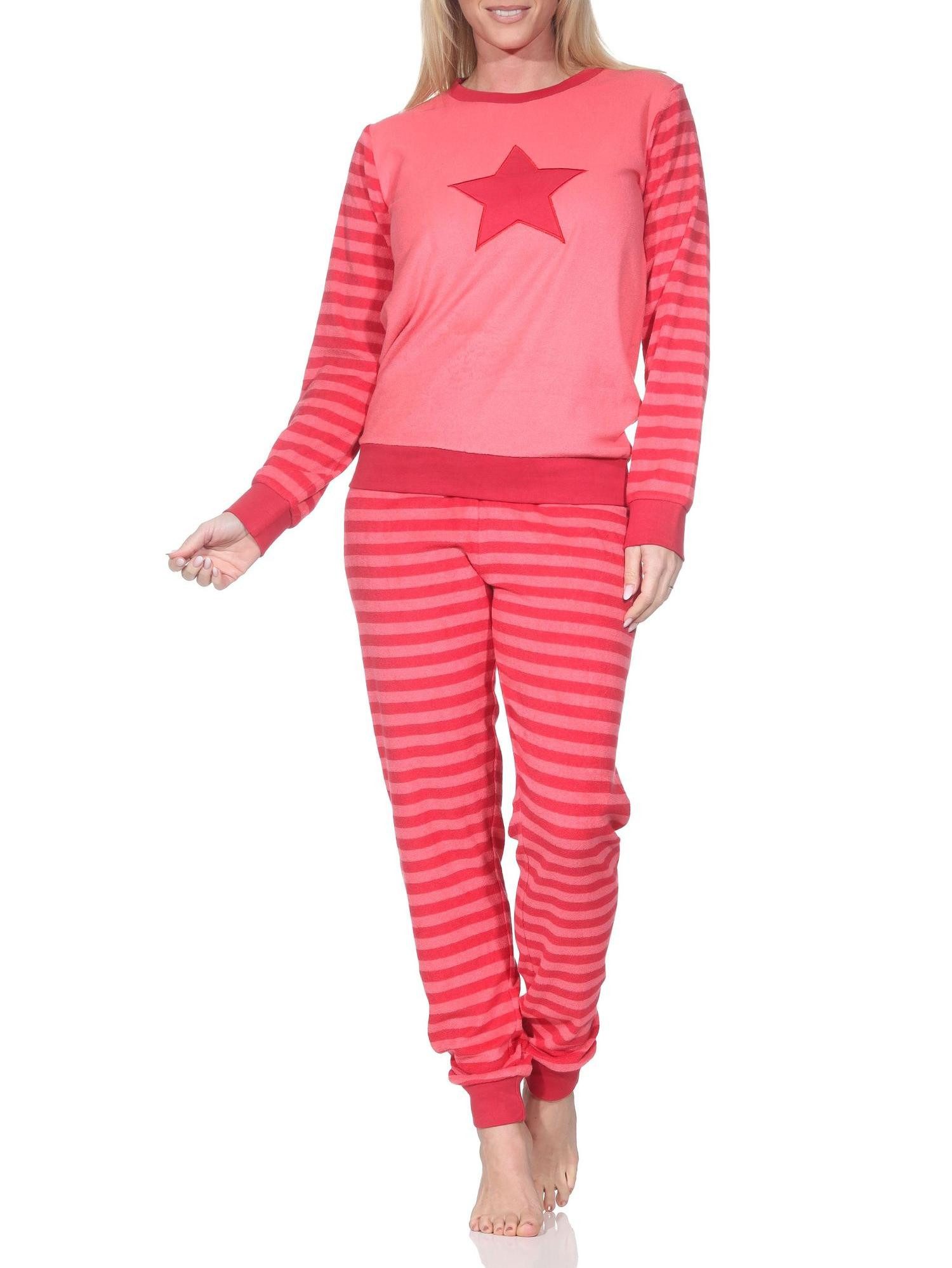 Pyjama Normann Damen Frottee Schlafanzug mit Sternmotiv – auch in Übergröße