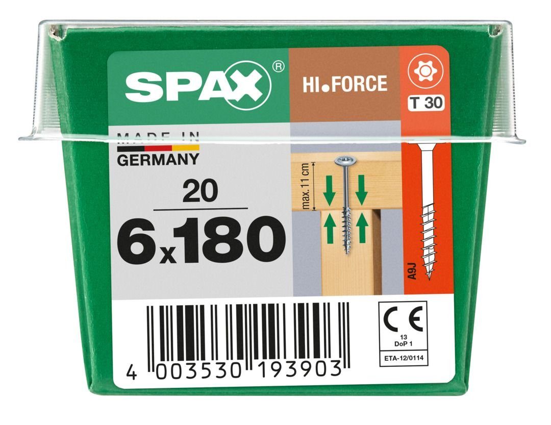 Holzbauschraube 180 Stk. x 6.0 Holzbauschrauben Spax mm 20 SPAX TX 30 -