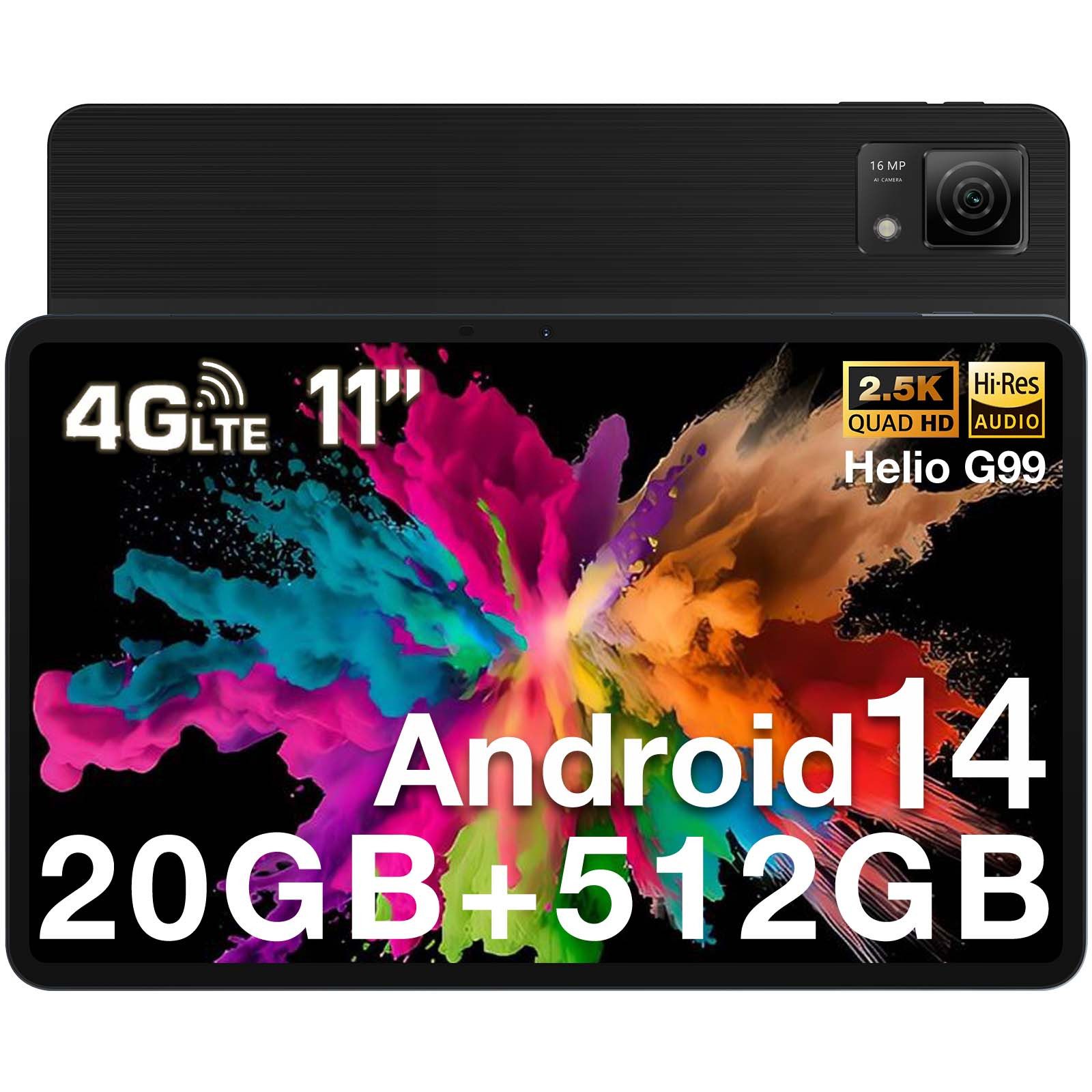 DOOGEE T40 Tablet mit sim karte funktion, 11 zoll Tablet (11", 512 GB, Android 14, 4G (LTE), 20(8+12)GB RAM, 8580mAh, 8MP+16MP, OTG/FM/Face Unlock)