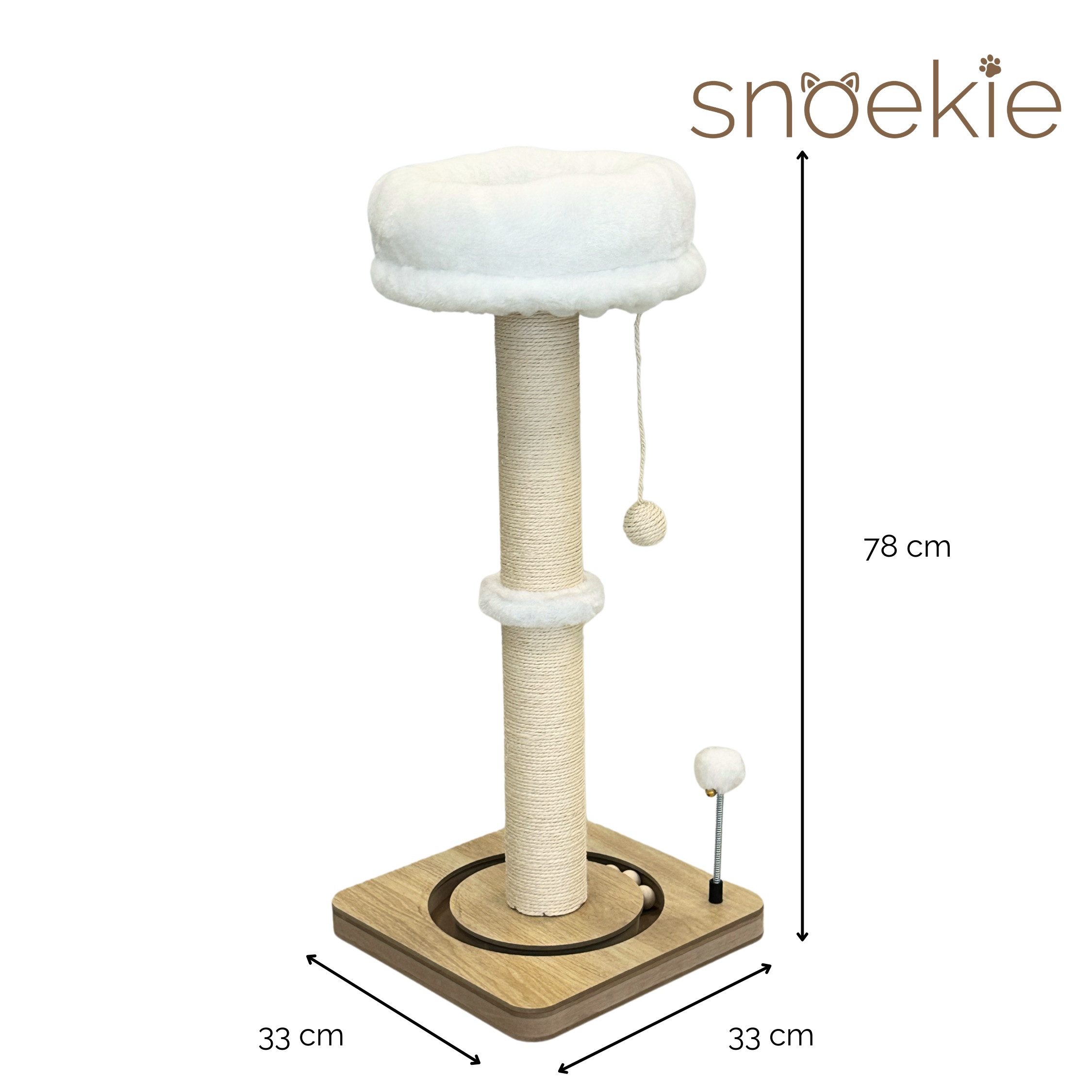SNOEKIE Kratzbaum Snoekie Kratzsäule, Kratzbaum, Massiver Holzkugel, abnehmbarem Katzenbett