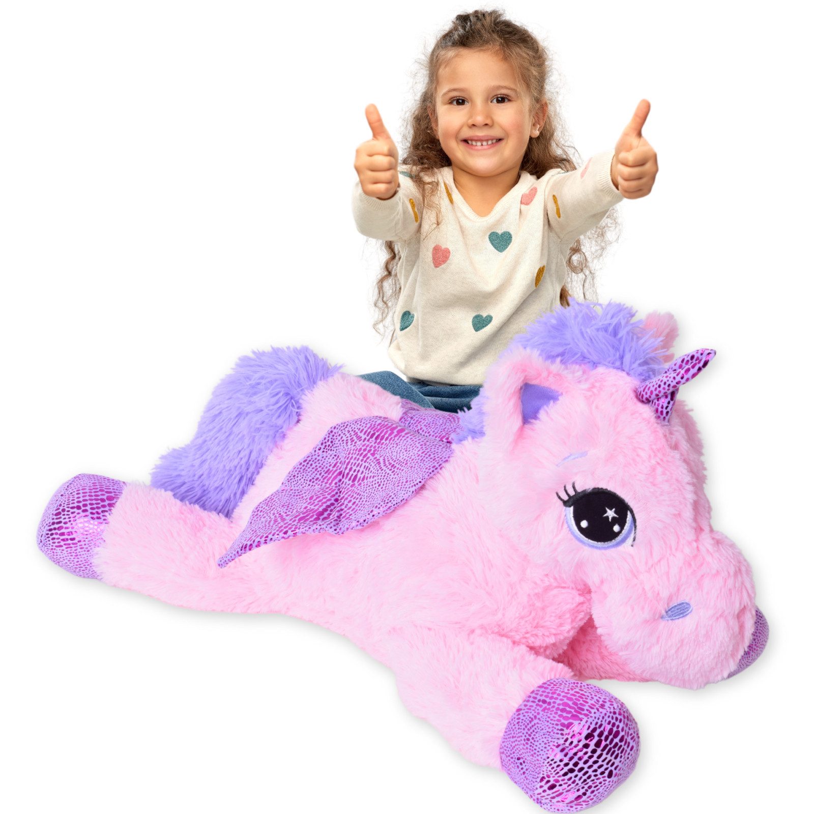 TE-Trend Kuscheltier Einhorn 60 cm Plüschtier Unicorn Stofftier pink, mit l günstig online kaufen