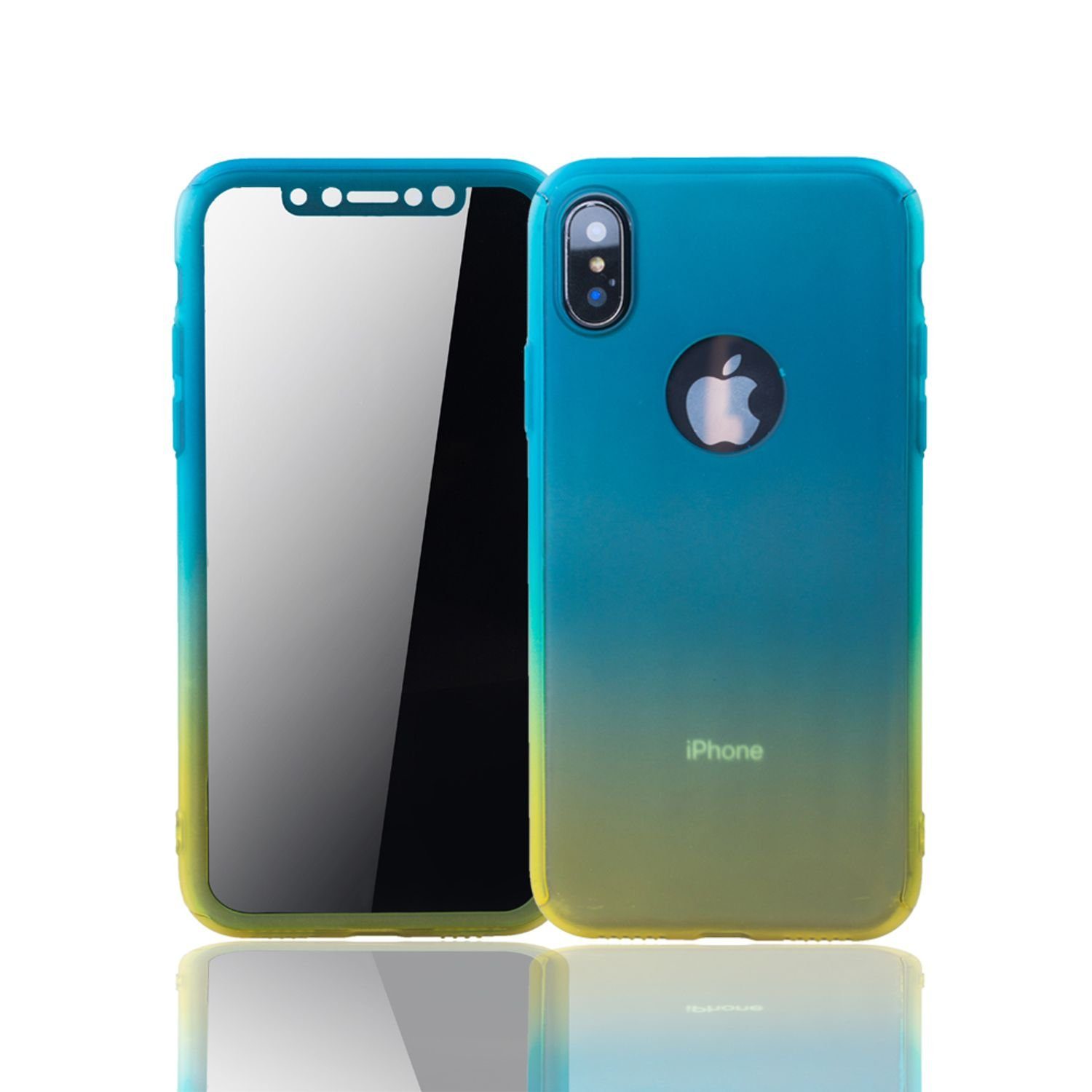 König Design Handyhülle Apple iPhone X, Apple iPhone X / iPhone XS Handyhülle 360 Grad Schutz Full Cover Mehrfarbig