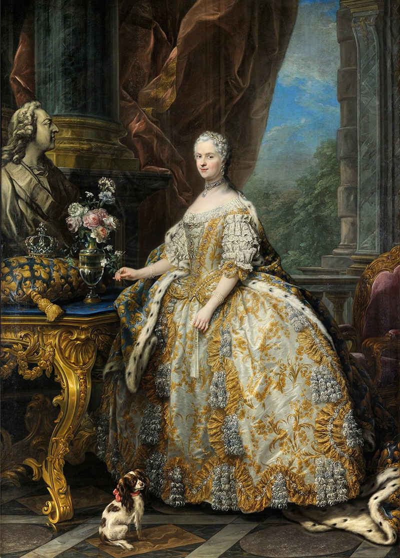 Kunstdruck Marie Leszczinska, queen of France van Loo Frankreich Königin Adel B A, (1 St)