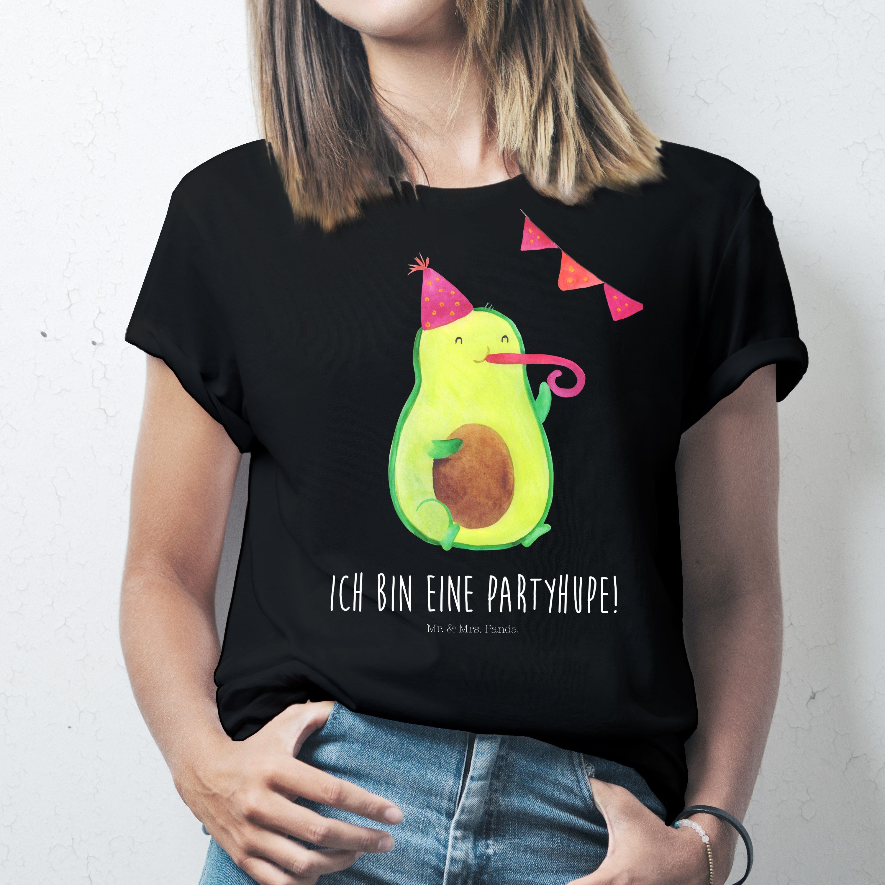 T-Shirt Avocado Partyhupe - Schwarz - Shirt, T-Shirt (1-tlg)