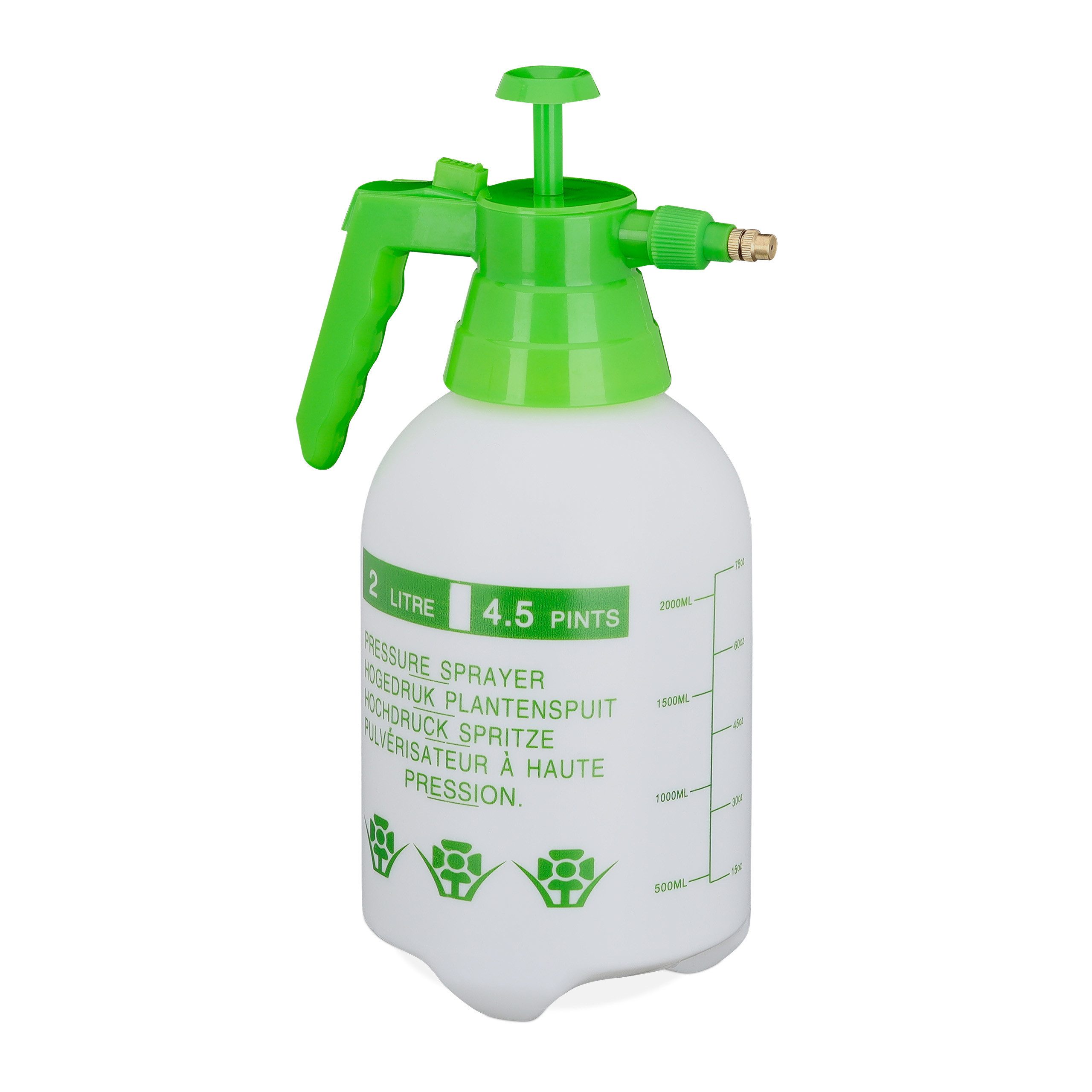 relaxdays Drucksprühgerät Drucksprüher 2 Liter grün, (1-tlg)