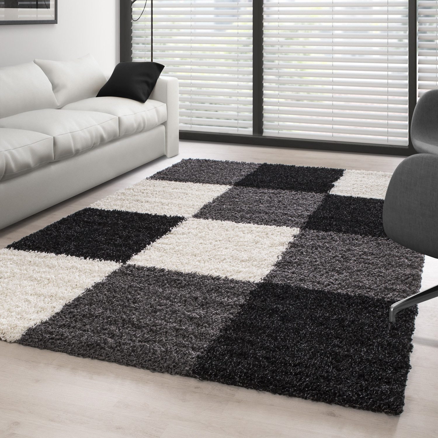Carpettex Hochflor-Teppich Kariert Design, Läufer, Höhe: 30 mm, Teppich Woh günstig online kaufen