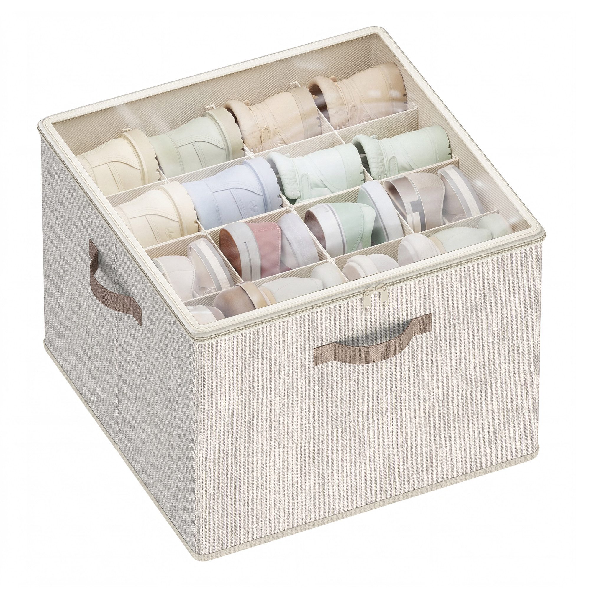 SONGMICS Schuhbox, für bis zu 16 Paar Schuhe, stapelbar, Deckel transparent, 2er Set