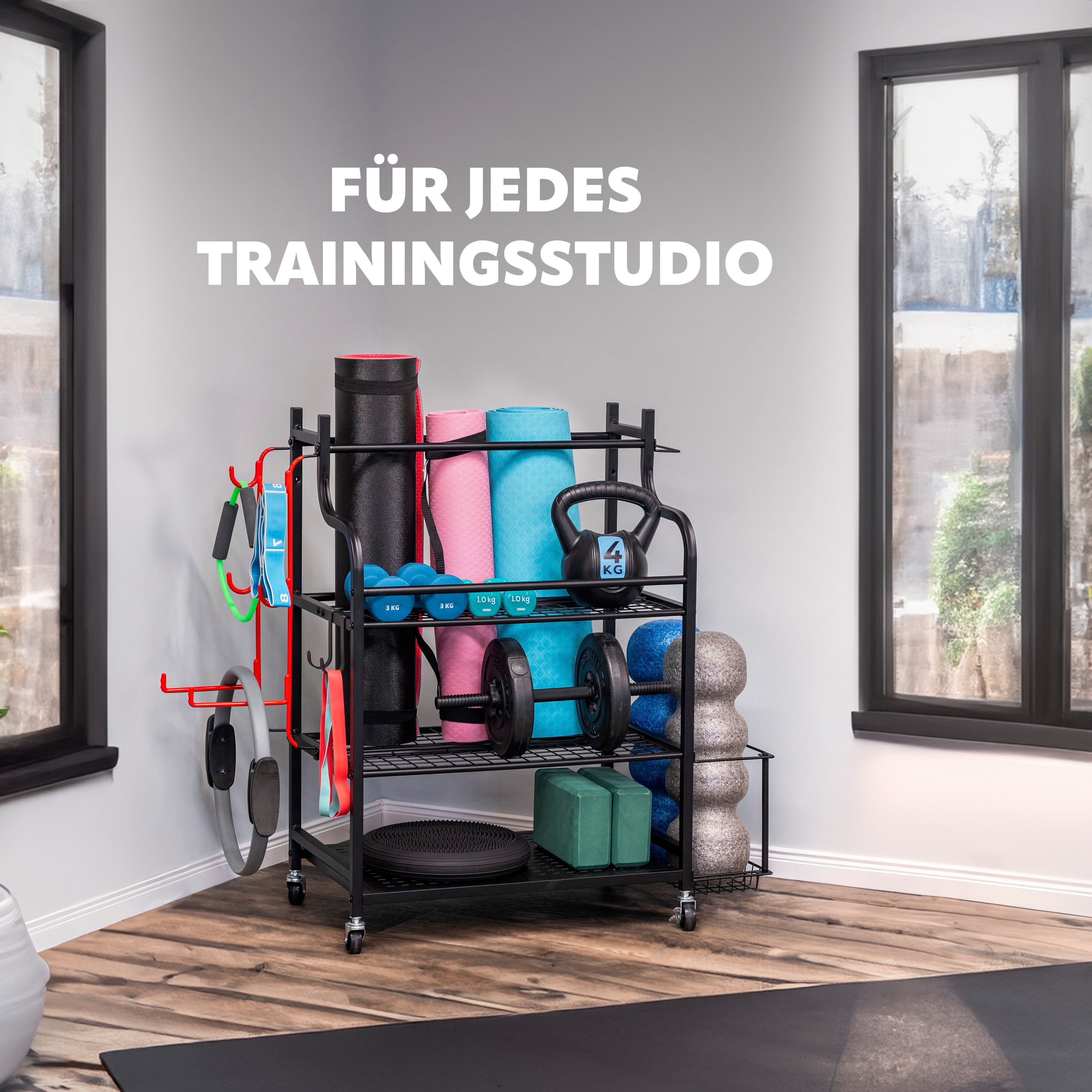eluno Sportgeräte-Regalwagen Sportgerätewagen mit Ablageflächen und günstig online kaufen