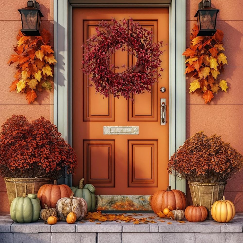 Bomiclss Dekokranz 43 cm Realistischer Herbstkranz, ideal für die Haustür, Außenbereich, Innen- und Außendekorationen, Herbst-Hausschmuck und Halloween – Bild 5 von 5