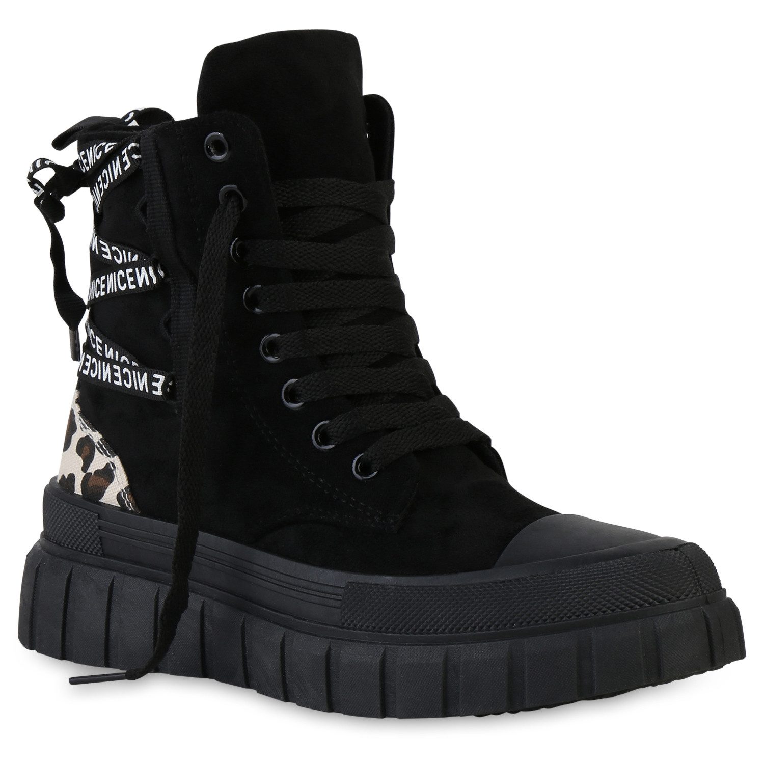 VAN HILL 841579 Sneaker Damen Sneaker High Schnürer Prints Profil-Sohle Fre günstig online kaufen