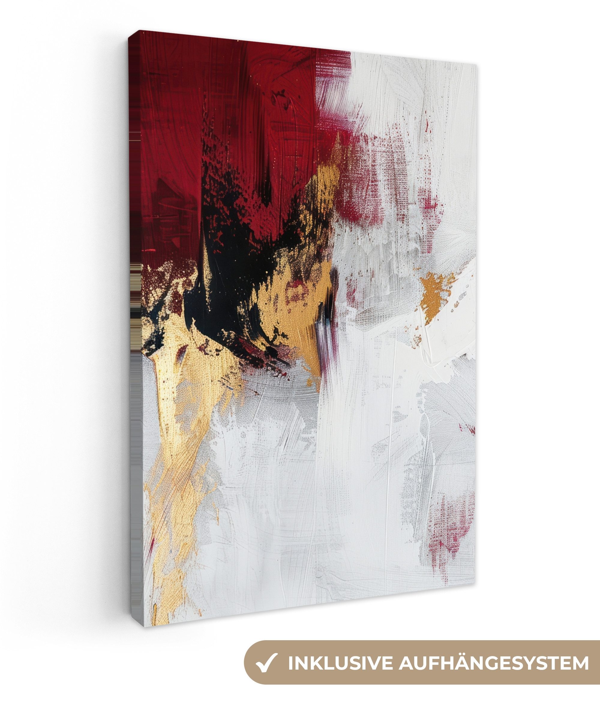 OneMillionCanvasses® Leinwandbild Rot - Marmor - Abstrakt - Gold - Modern, günstig online kaufen