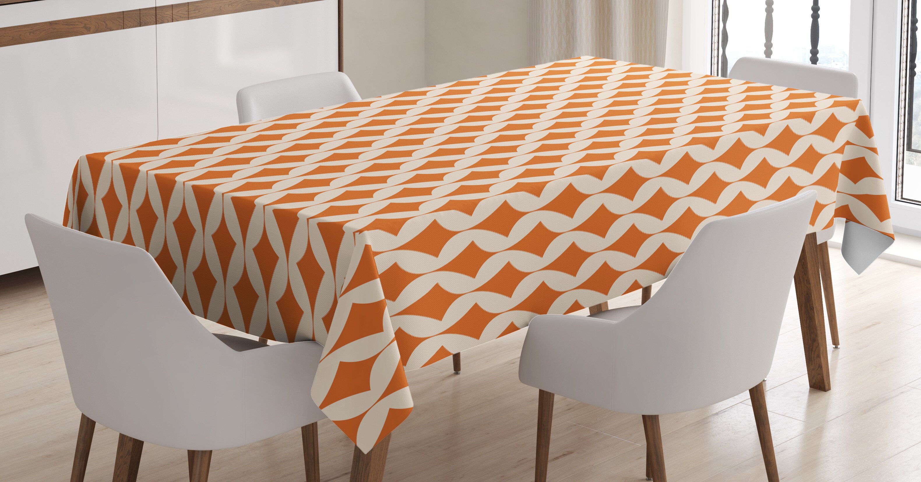 Abakuhaus Tischdecke Farbfest Waschbar Für den Außen Bereich geeignet Klare Farben, Orange Beige Abstract Ornament