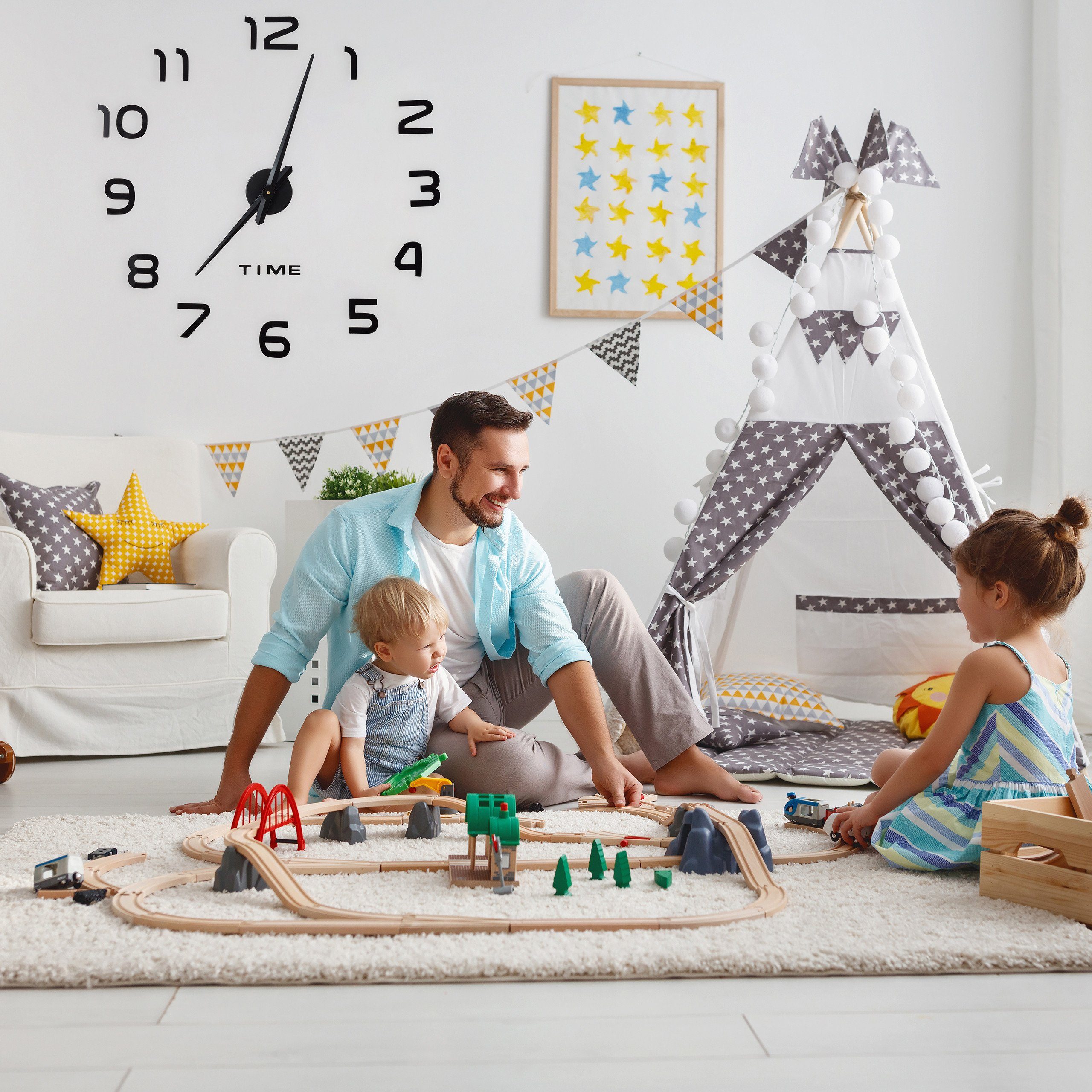 relaxdays Wanduhr DIY Wanduhr mit 3D-Zahlen (schwarz) günstig online kaufen