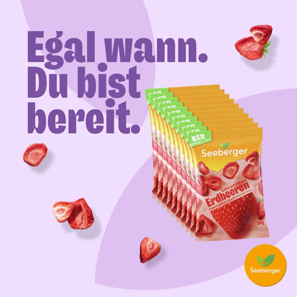 Seeberger Snacks Trockenfrüchte Seeberger gefriergetrocknete Erdbeeren Multipack - 10 x 15 g