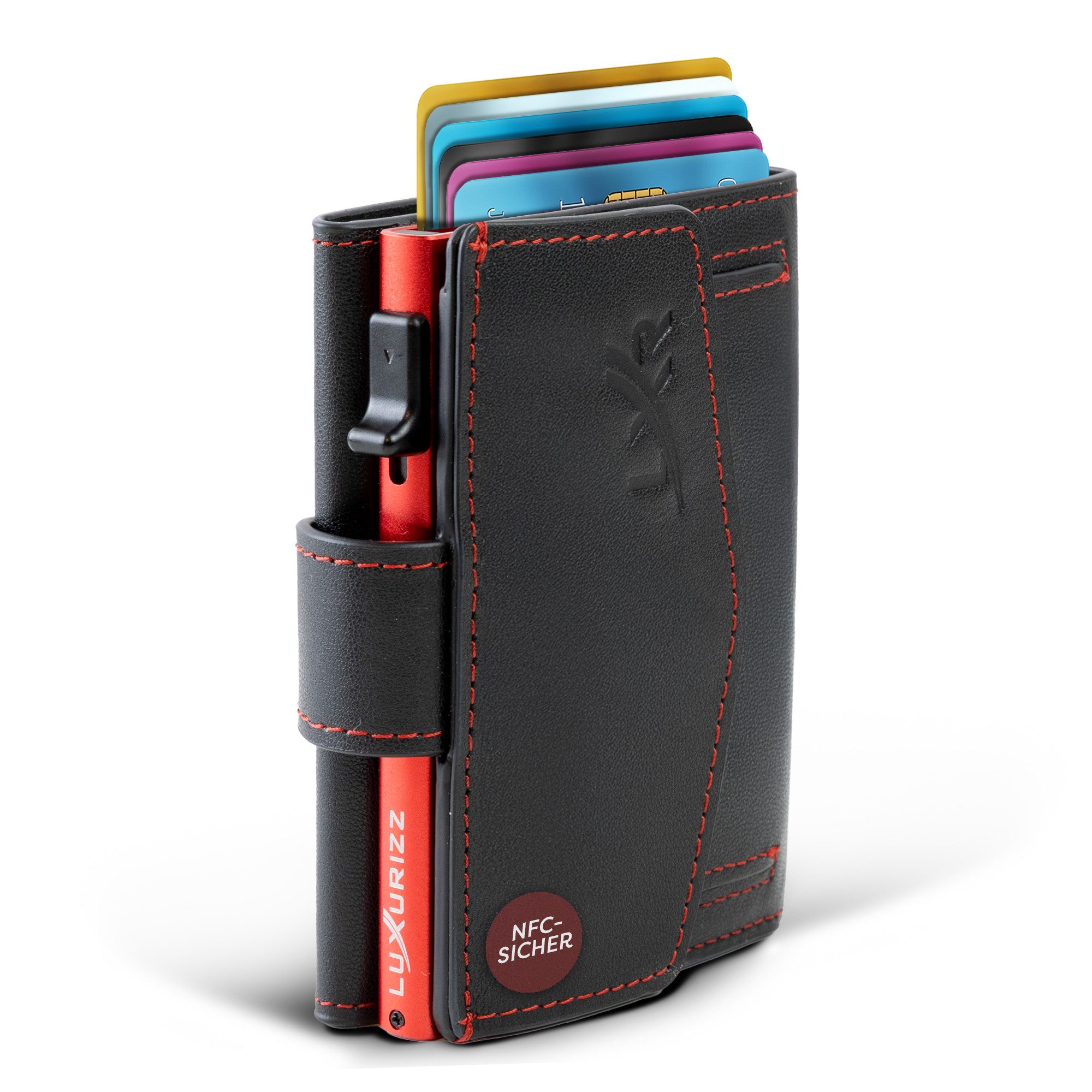 Luxurizz Mini Geldbörse Slim Wallet Echtleder mit Münzfach