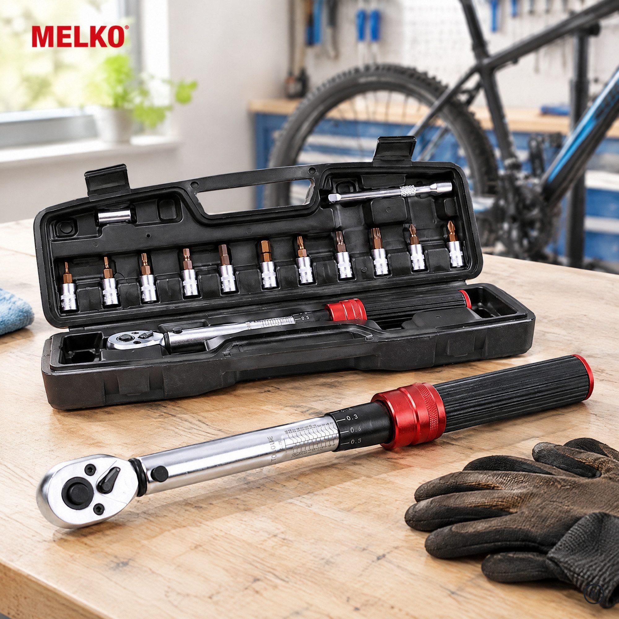 Melko Drehmomentschlüssel Drehmomentschlüssel-Set 1/4" 3-25Nm ±3% Fehlergenauigkeit (Set, 15 St., Stück), Antrieb 6,3 mm (1/4), Chrom-Vanadium-Stahl, inkl. Arbe – Bild 4 von 5