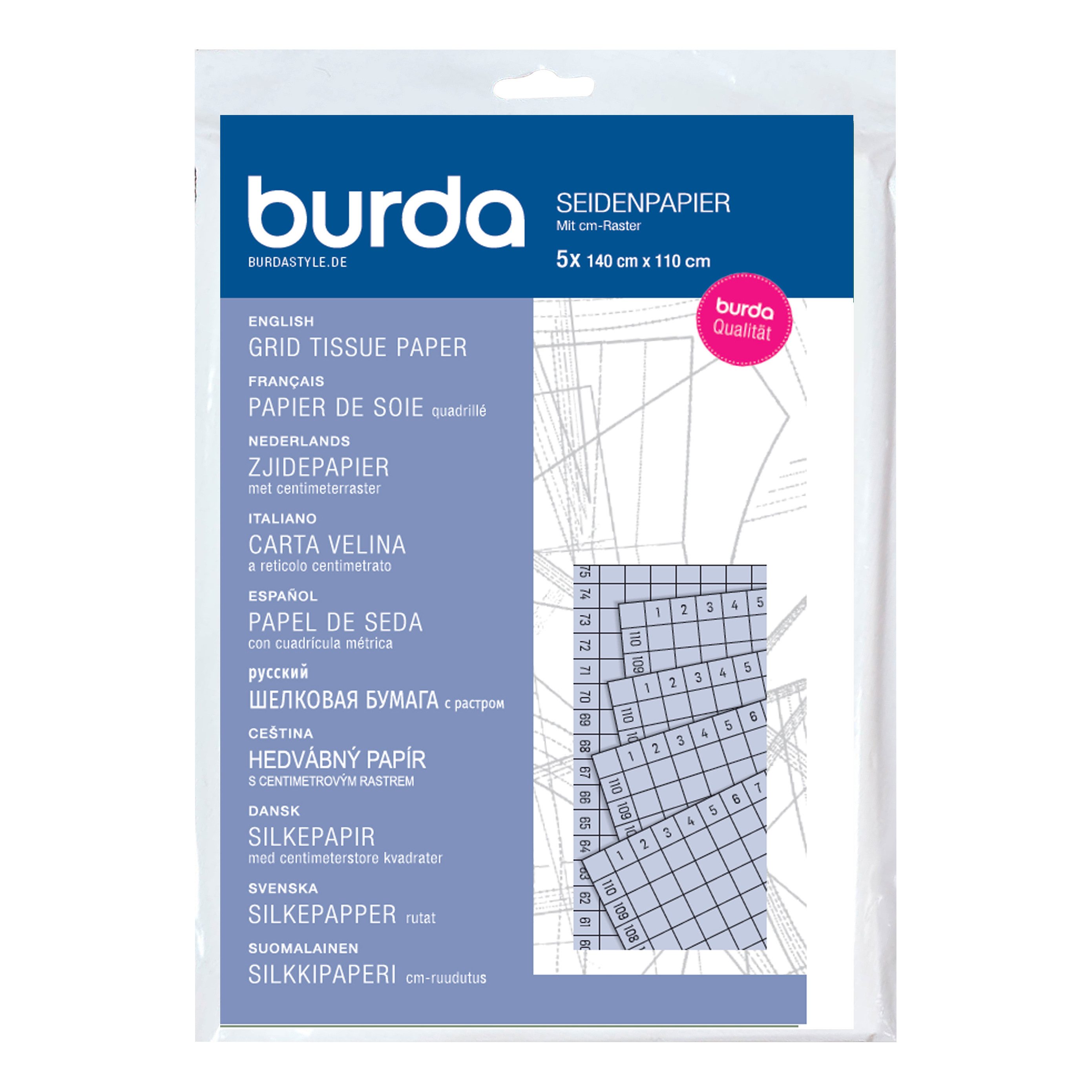 burda style Kreativset Seidenpapier mit cm-Raster, 140 x 110 cm