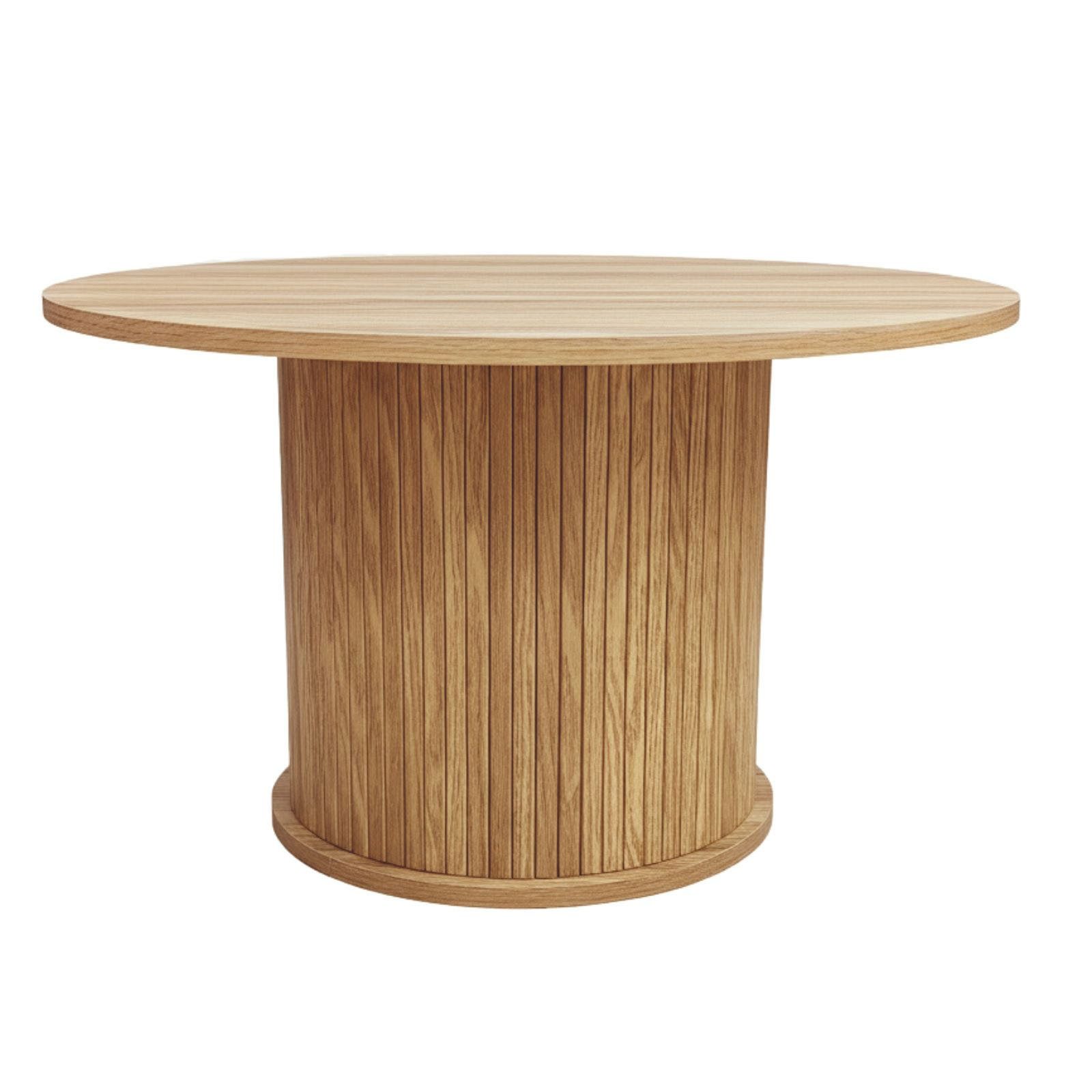 EDAXO Beistelltisch (Couchtisch, Einzeltisch), Lamellenbasis, rillierte Zylinderform